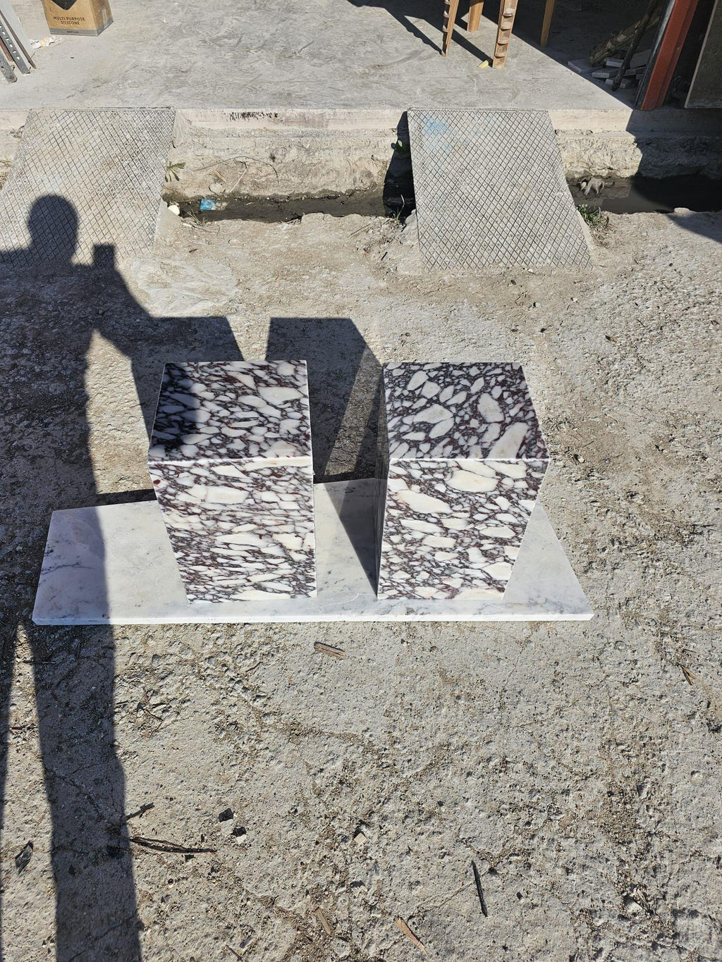 Calacatta Viola Marble Plinth Coffee Table: Custom Cube End Table