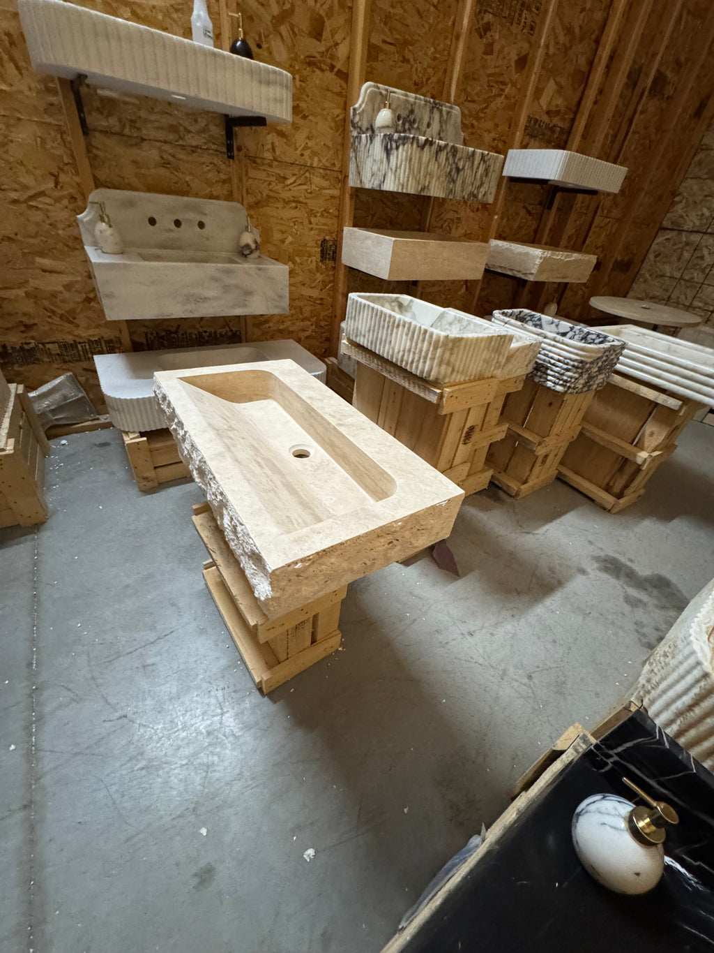 Custom Traverine sink for 30”x15x5.5” Chiseled Edge Stone Washbasin