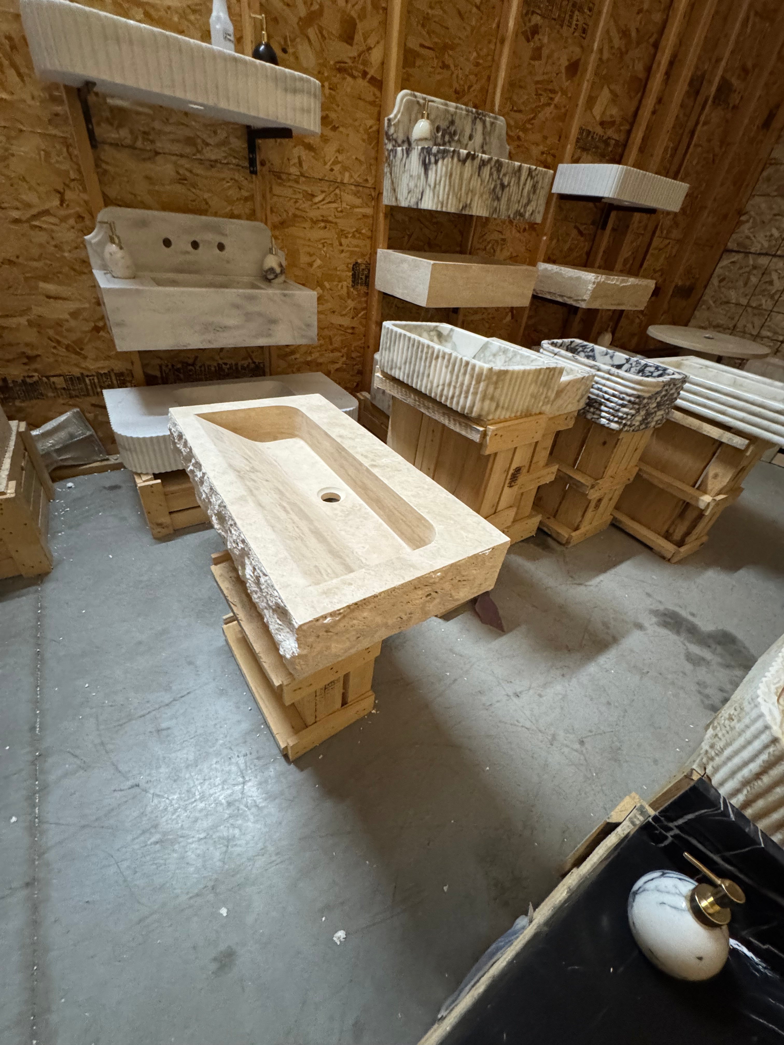 Custom Traverine sink for 30”x15x5.5” Chiseled Edge Stone Washbasin