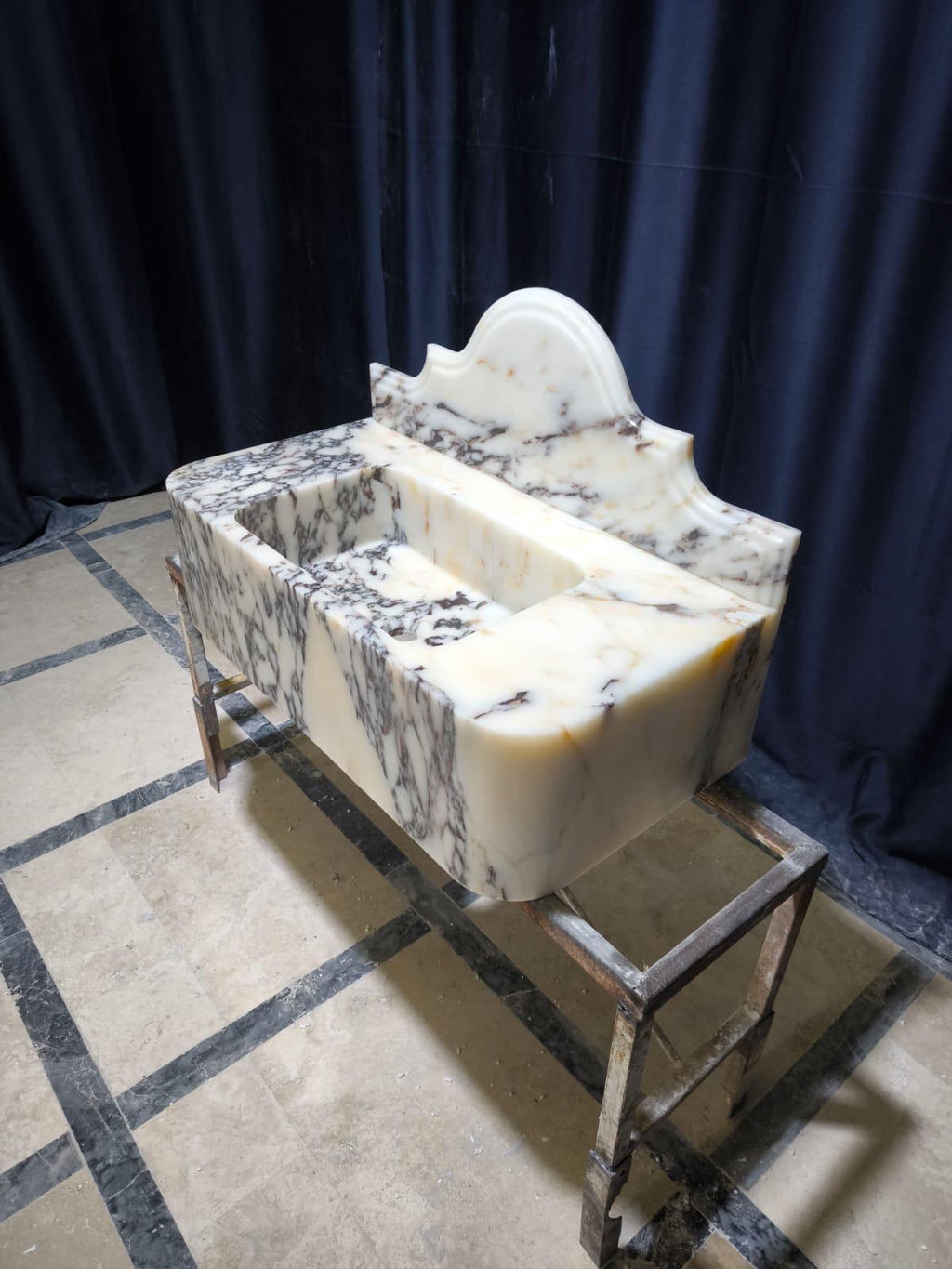 Handcrafted Calacatta Lilac Marble Vessel Sink: Natural Stone Bathroom Sink