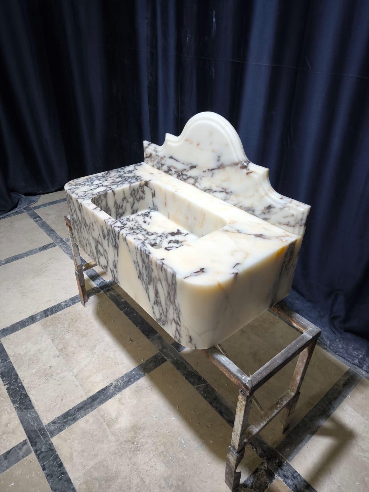 Handcrafted Calacatta Lilac Marble Vessel Sink: Natural Stone Bathroom Sink