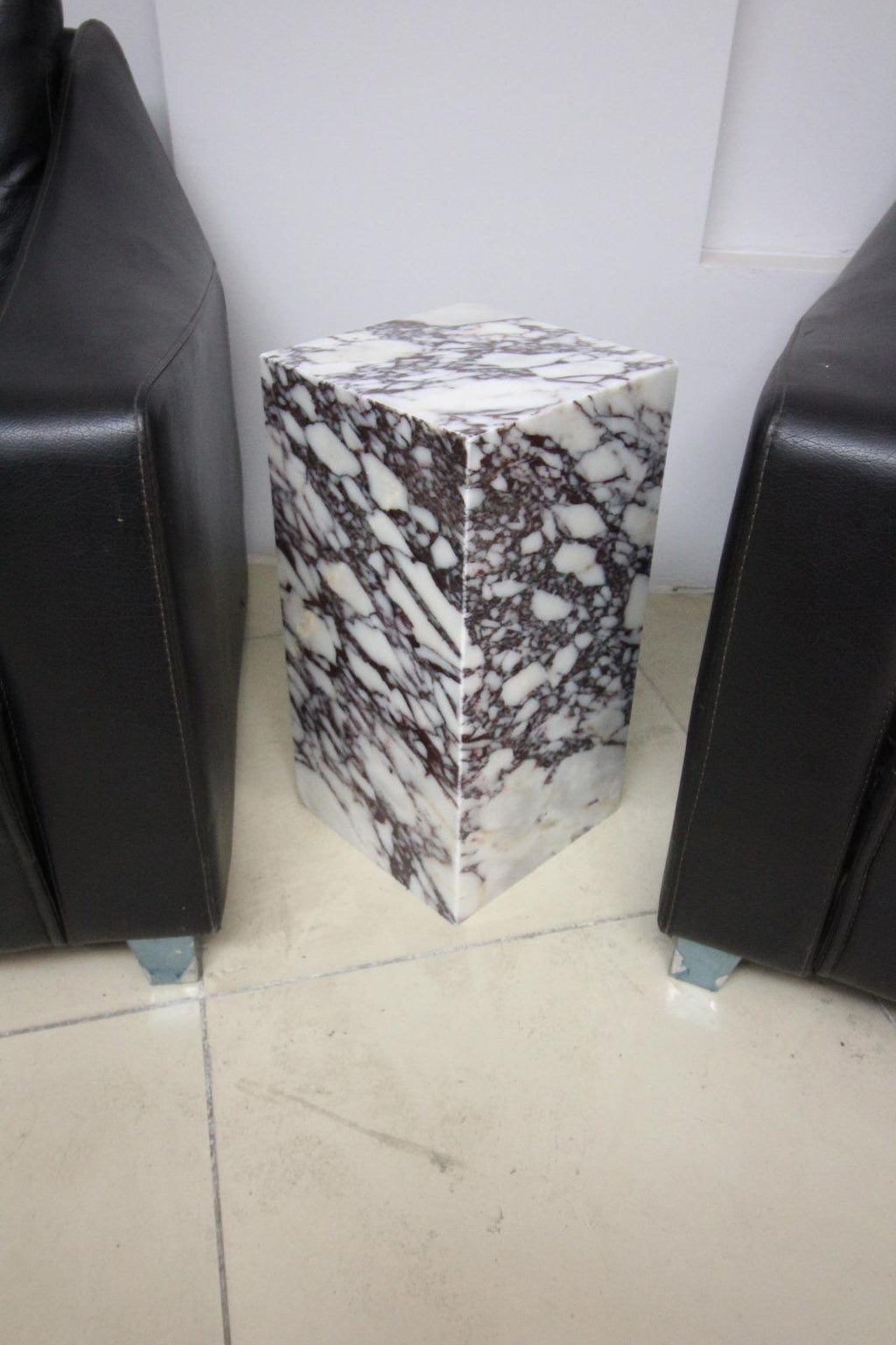 Calacatta Viola Marble Plinth Coffee Table: Pedestal Side Table