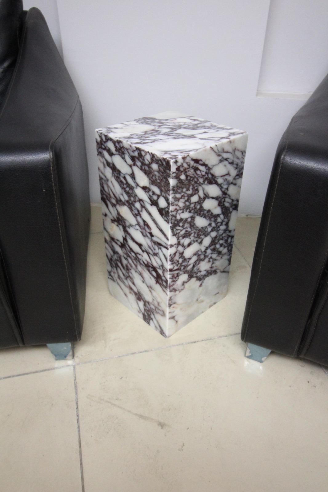 Calacatta Viola Marble Plinth Coffee Table: Pedestal Side Table