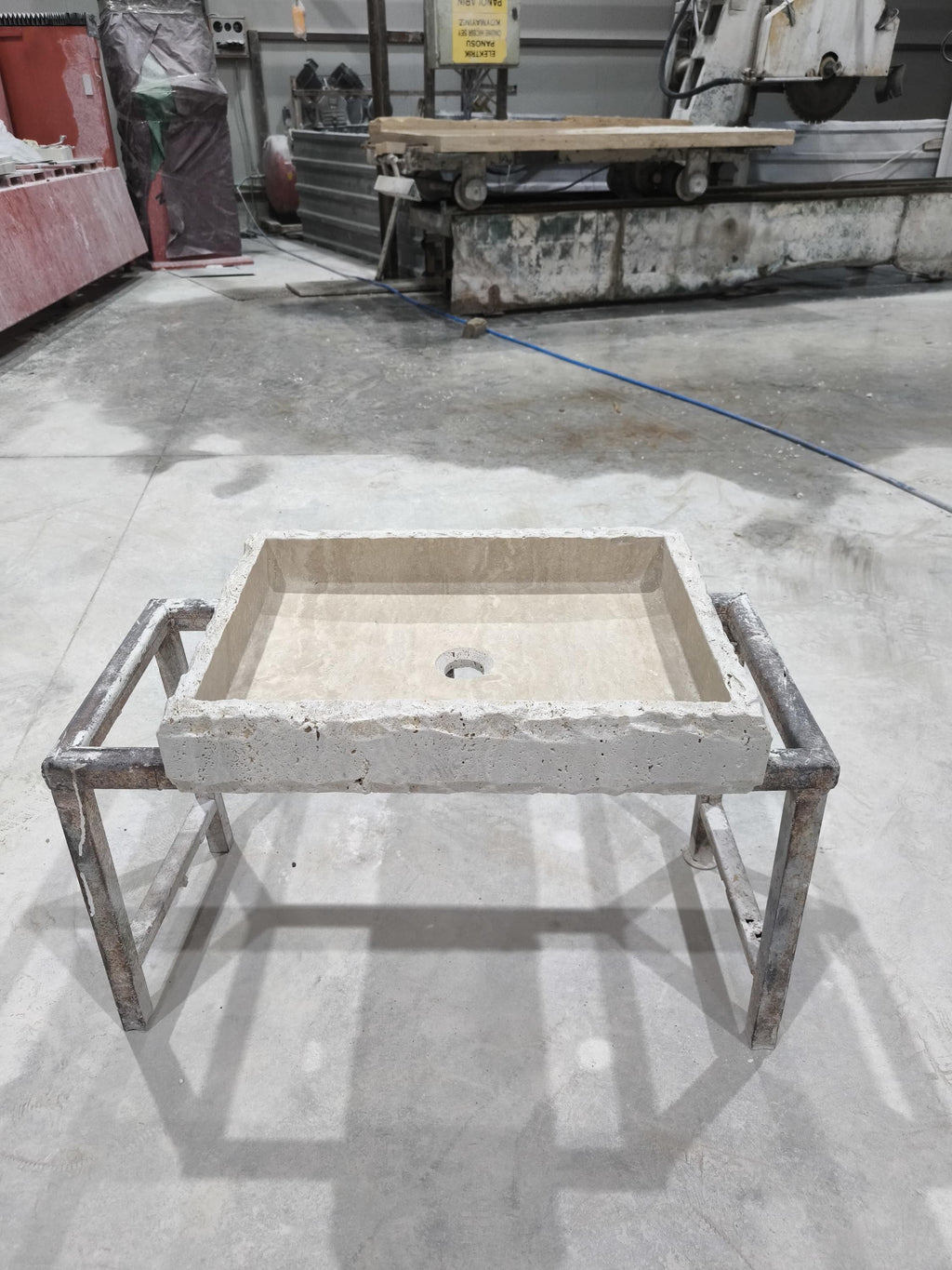 Hand Carved Travertine Marble Sink - Custom Bathroom Vanity
