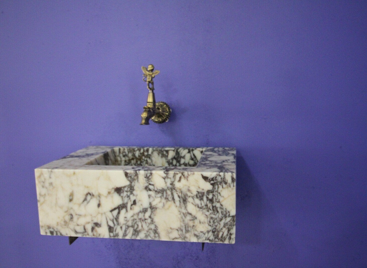 Handcrafted Calacatta Lilac Marble Vessel Sink: Natural Stone Bathroom Sink