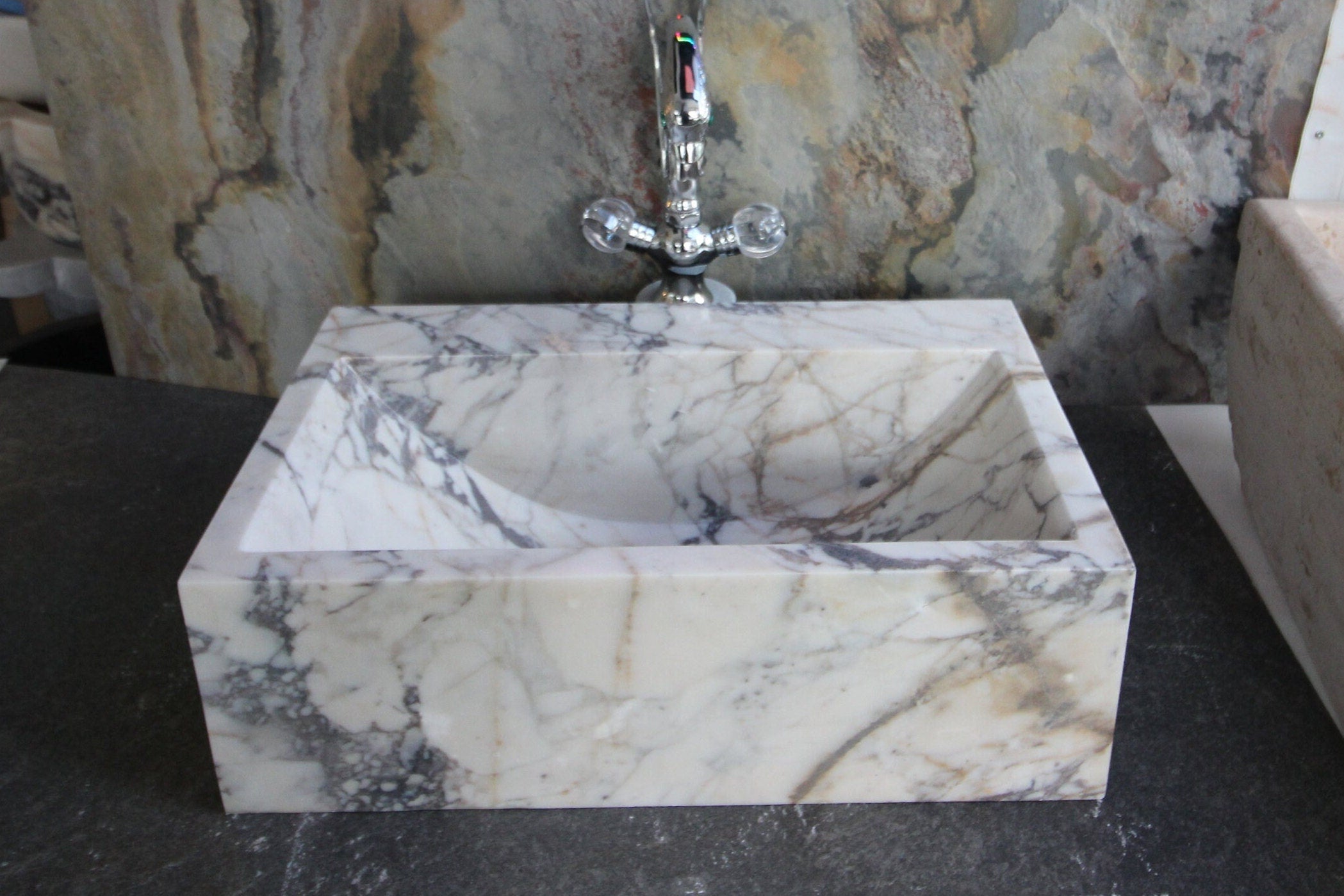 Calacatta Viola Marble Sink: Natural Stone Vanity Washbasin