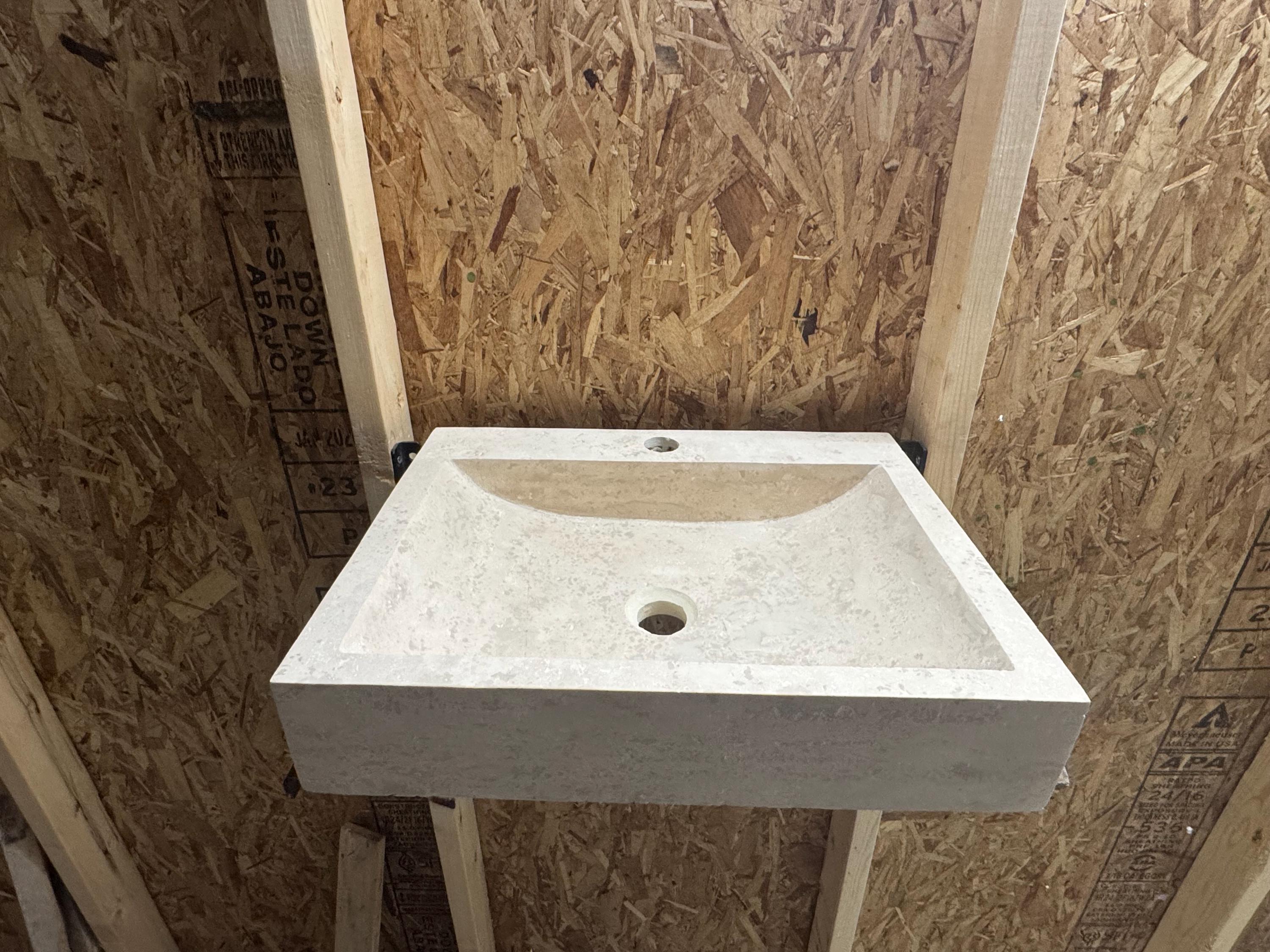 Travertine Bathroom Sink – Natural Stone Vanity – Mediterranean Rustic Design