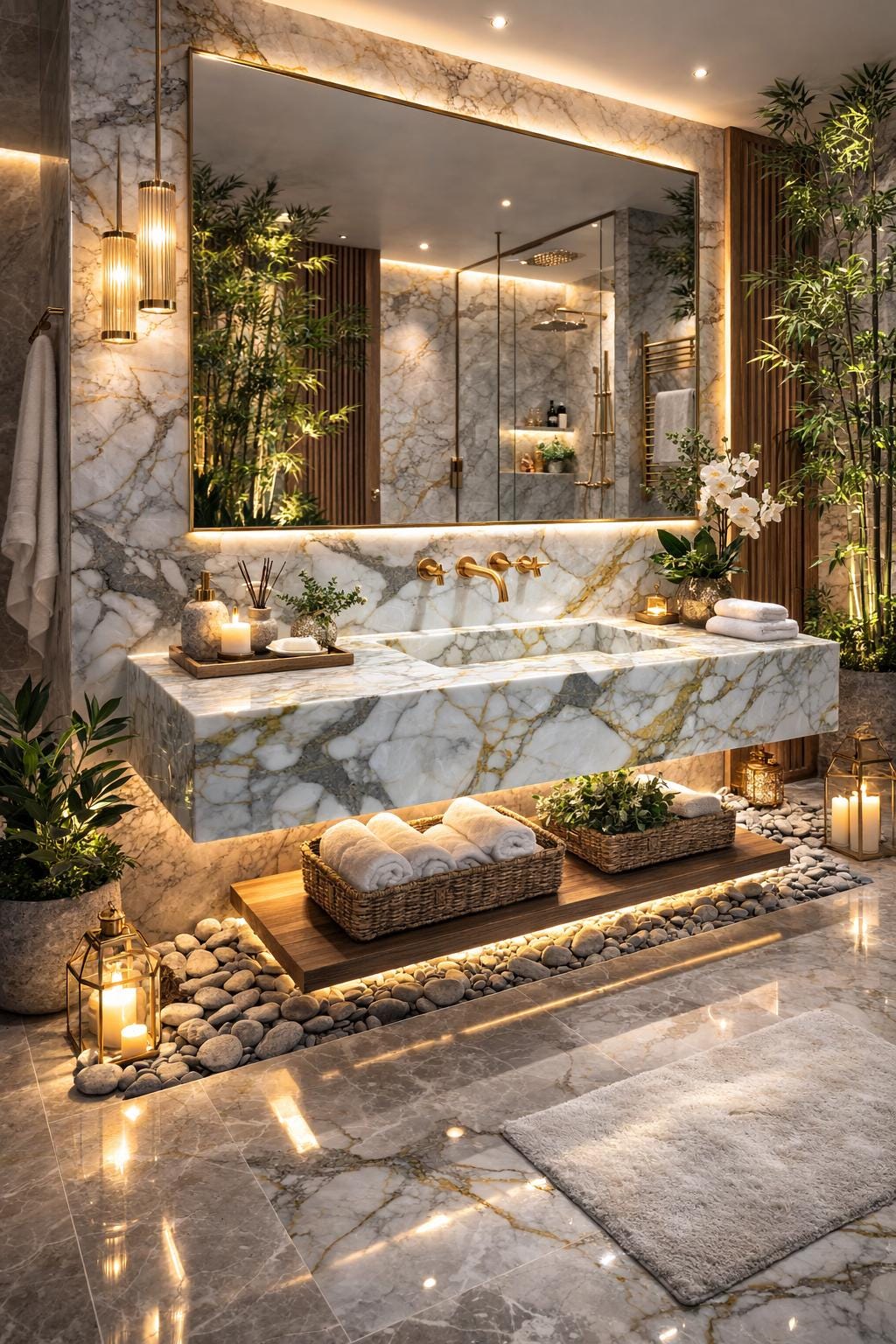 Handcrafted Calacatta Monet  Marble Wall Mounted Sink