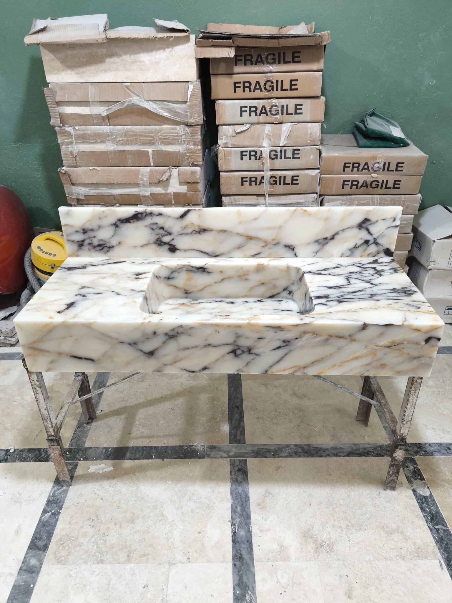 Calacatta Lilac Marble Vessel Sink: Handcrafted Natural Stone Bathroom Sink