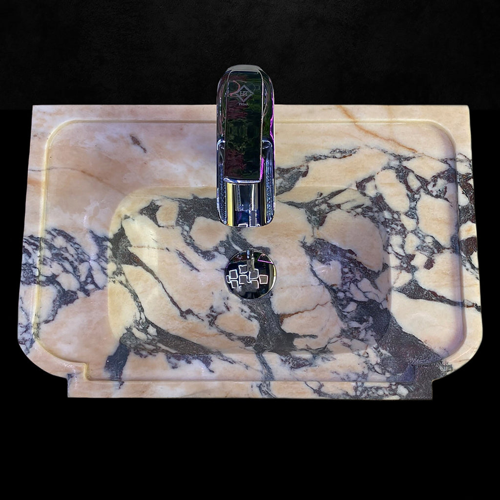 Calacatta Viola Marble Sink: Hand Carved Natural Stone Washbasin