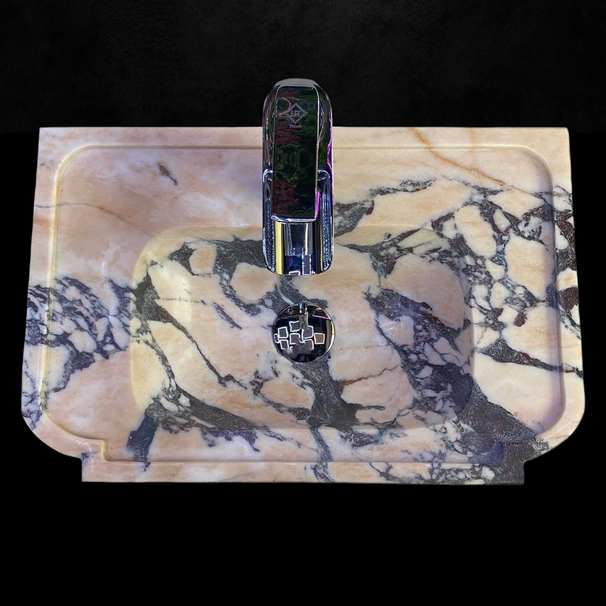 Calacatta Viola Marble Sink: Hand Carved Natural Stone Washbasin