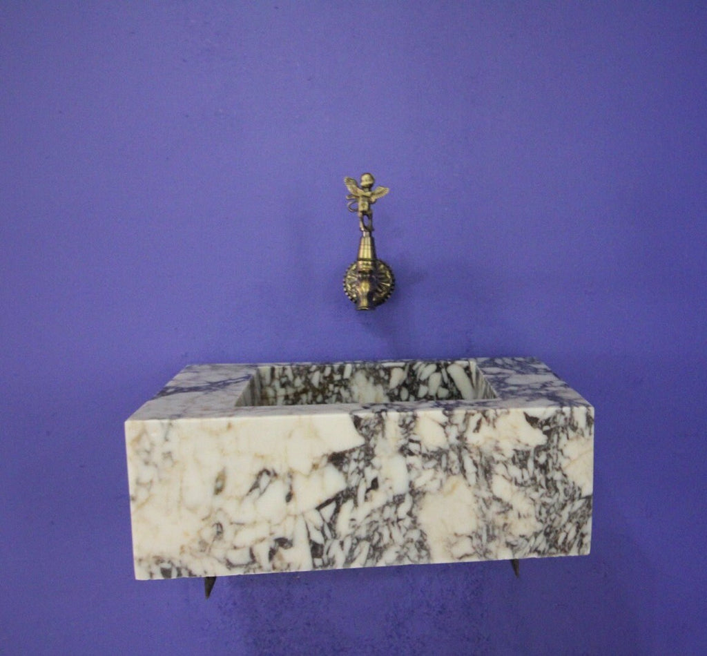 Handcrafted Calacatta Lilac Marble Vessel Sink: Natural Stone Bathroom Sink