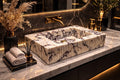 Hand Carved Calacatta Viola Marble Sink: Fluted Wall Mount Vessel