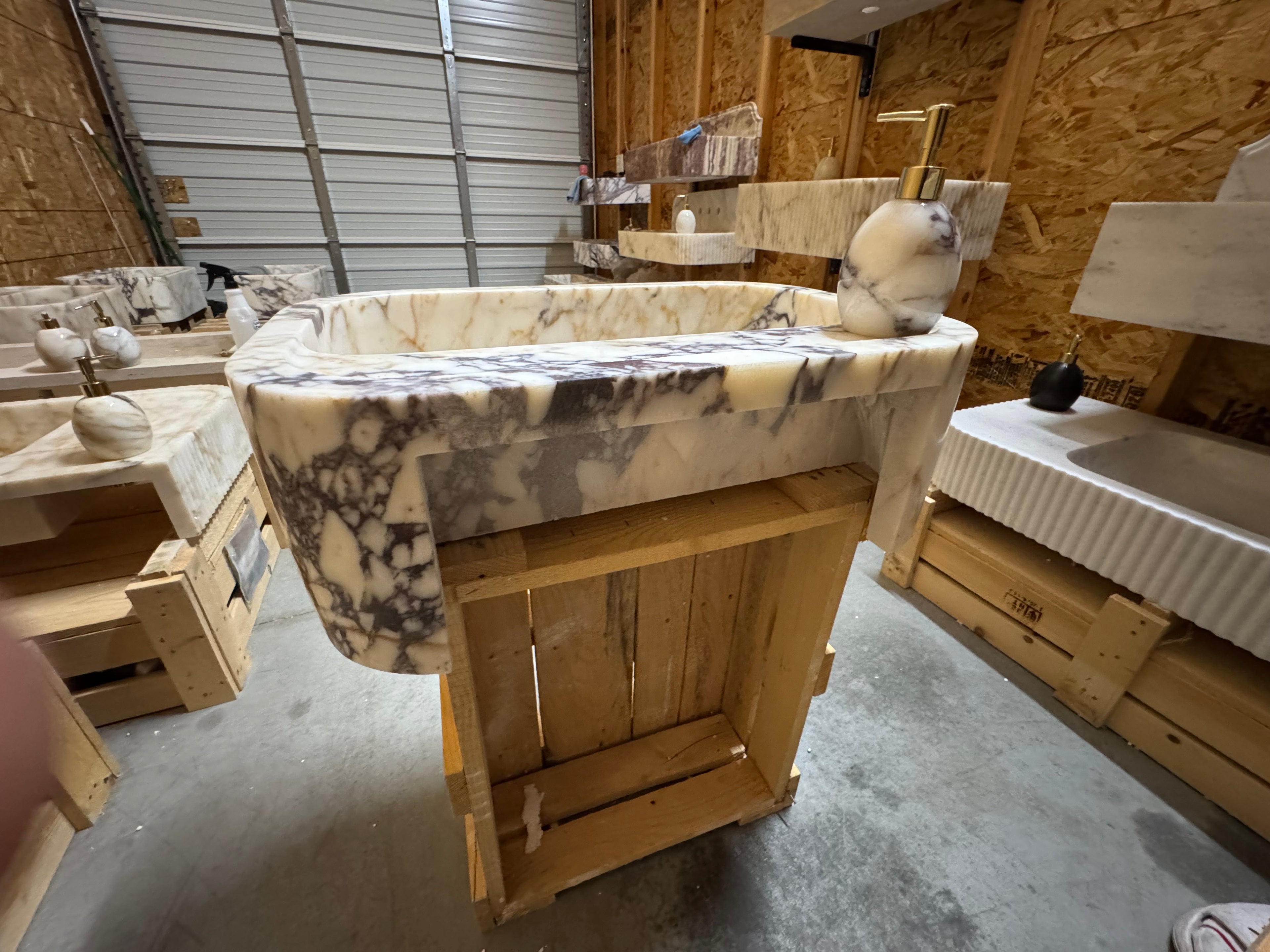 Complete Calacatta Marble Sink:  Wall Mounted Bathroom Sink, Integrated sinks 24"x16"x8"