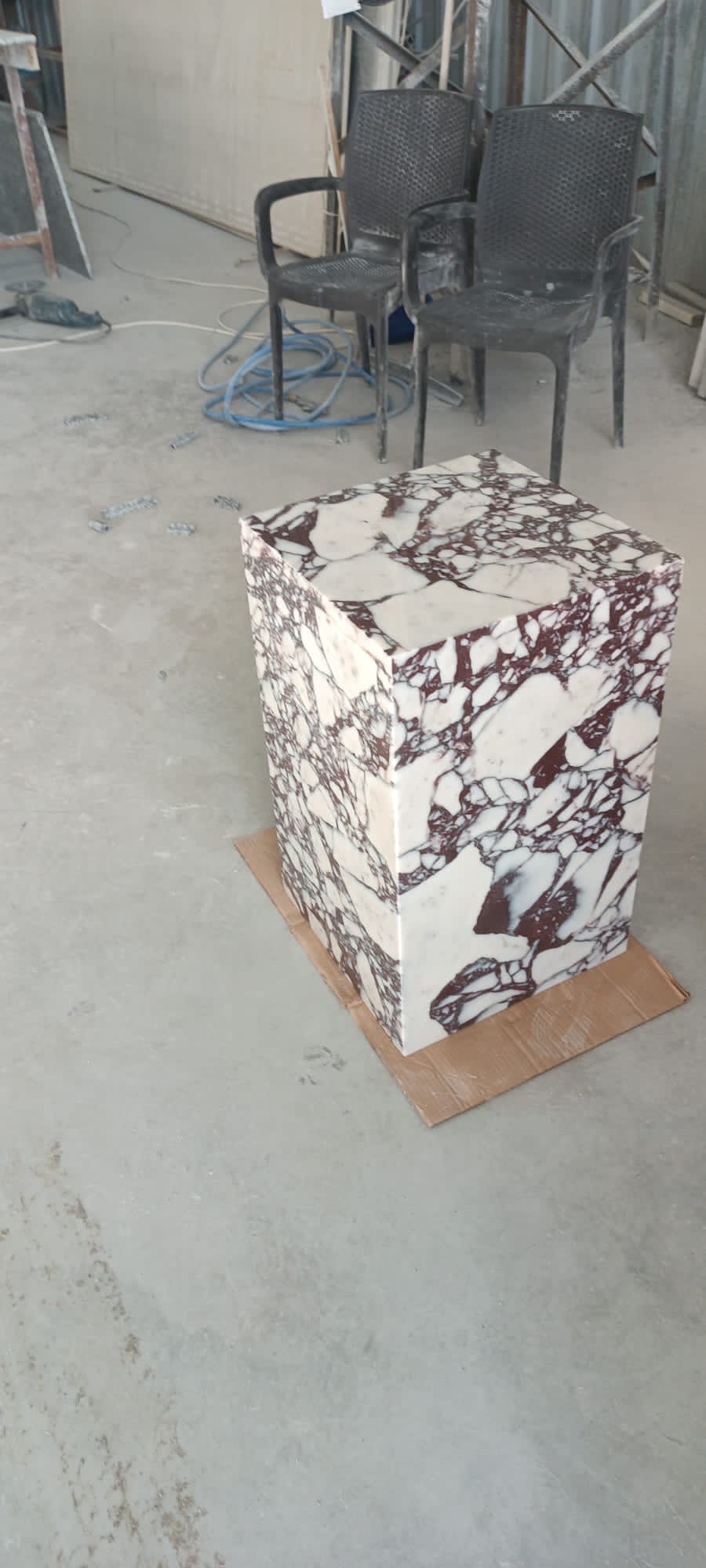 Calacatta Viola Marble Plinth Coffee Table: Custom Cube End Table