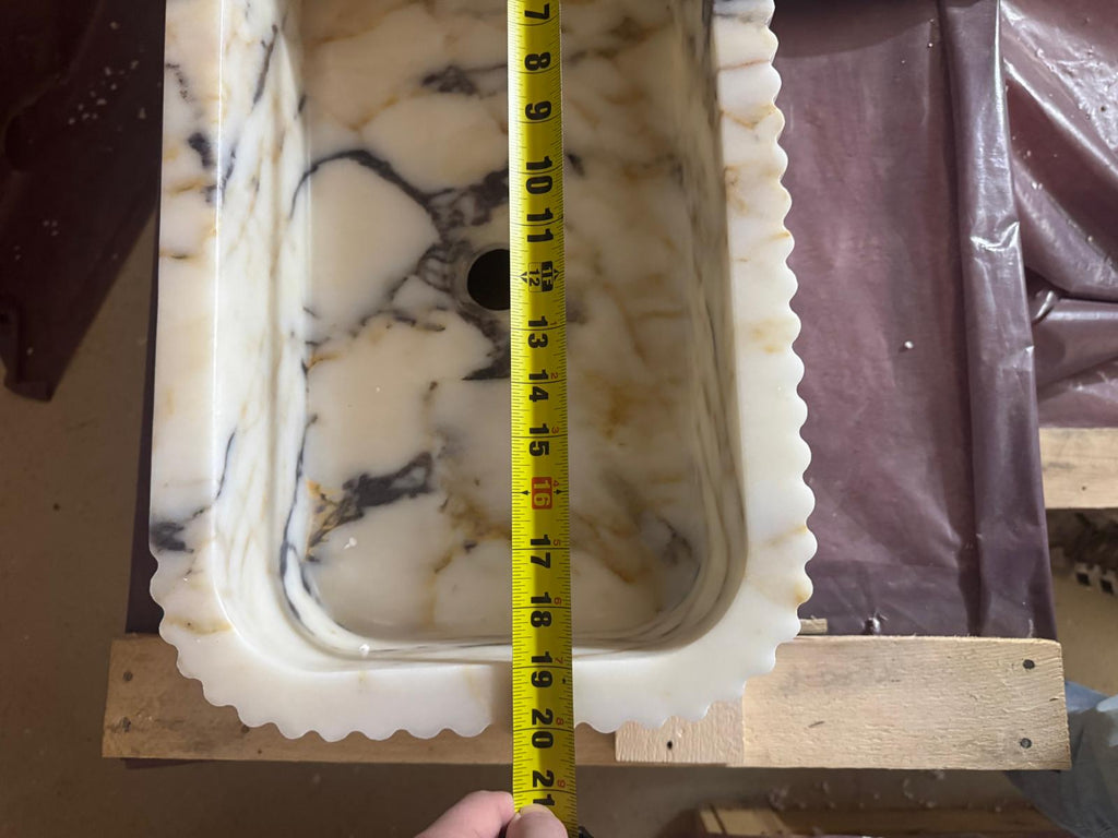 Fluted Calacatta Viola Marble Sink 20"x12"x6"