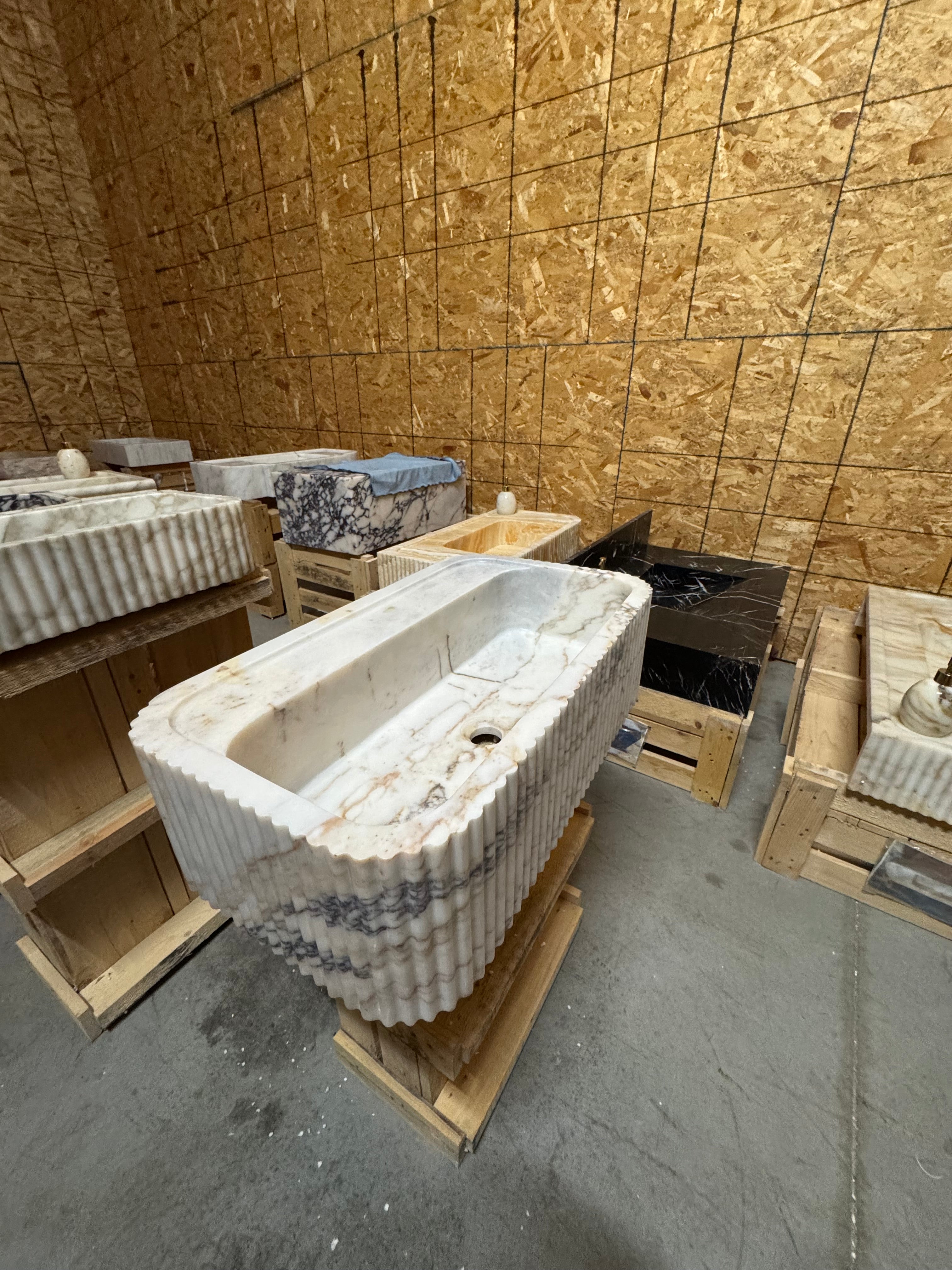 Calacatta Viola Marble Floating Sink: Bathroom Vanity, Powder Room