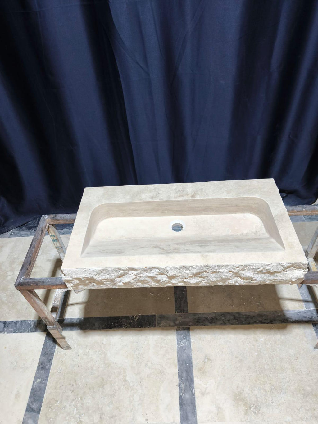 Custom Traverine sink for 30”x15x5.5” Chiseled Edge Stone Washbasin