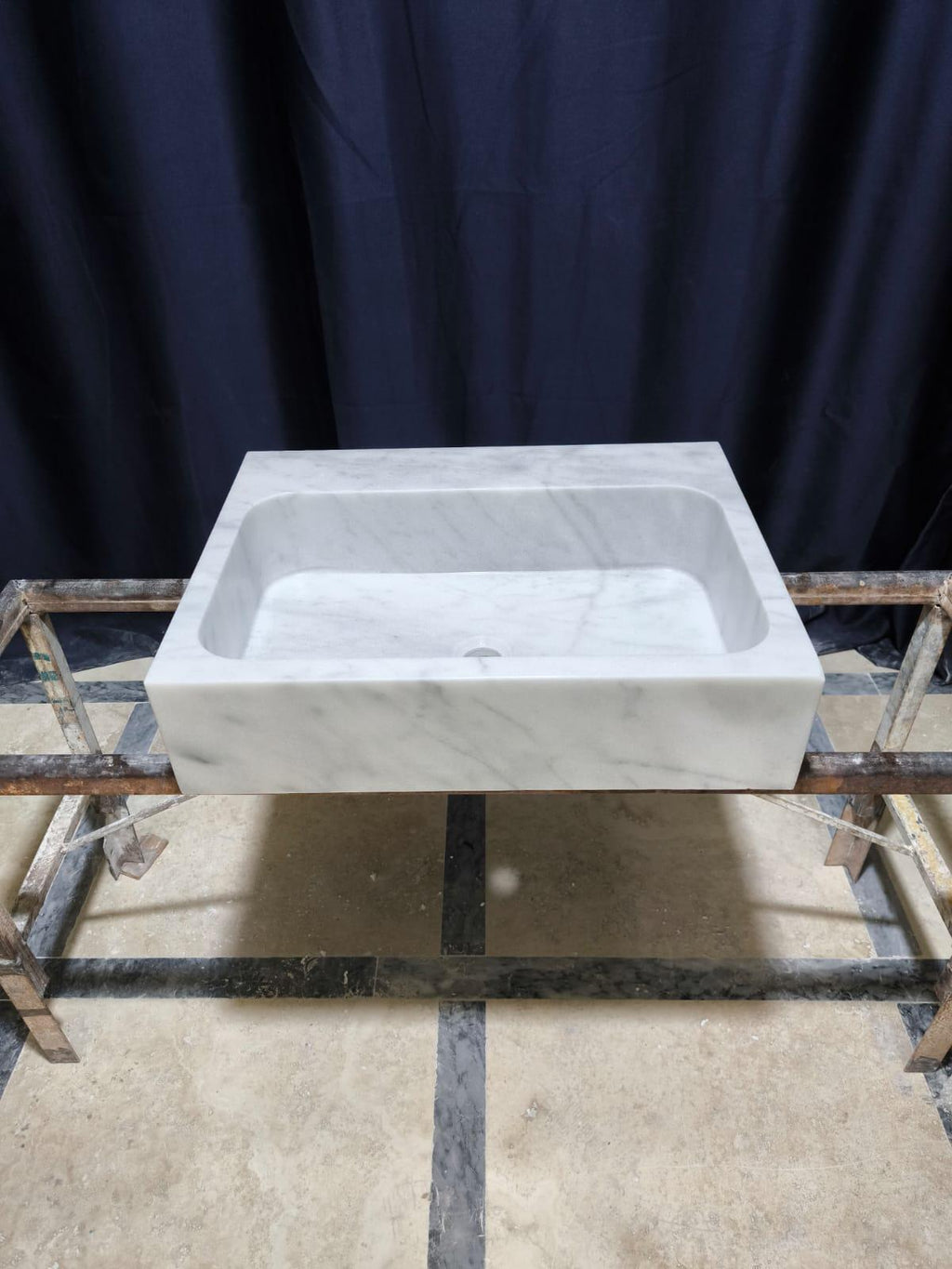 White Carrara Marble Vessel Sink: Natural Stone Washbasin