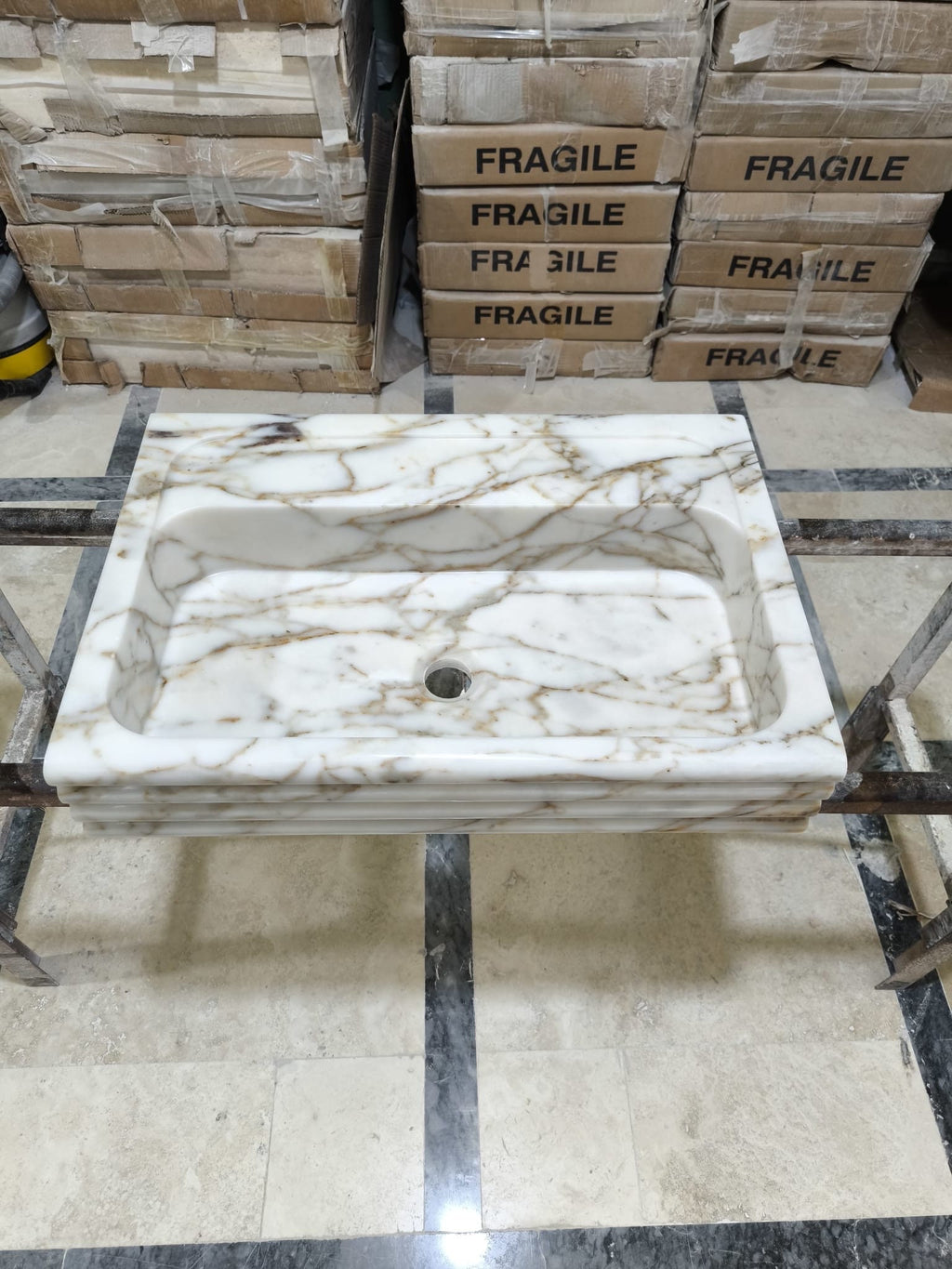 Handcrafted Viola Marble Wall Mounted Sink: Customizable Natural Stone Basin