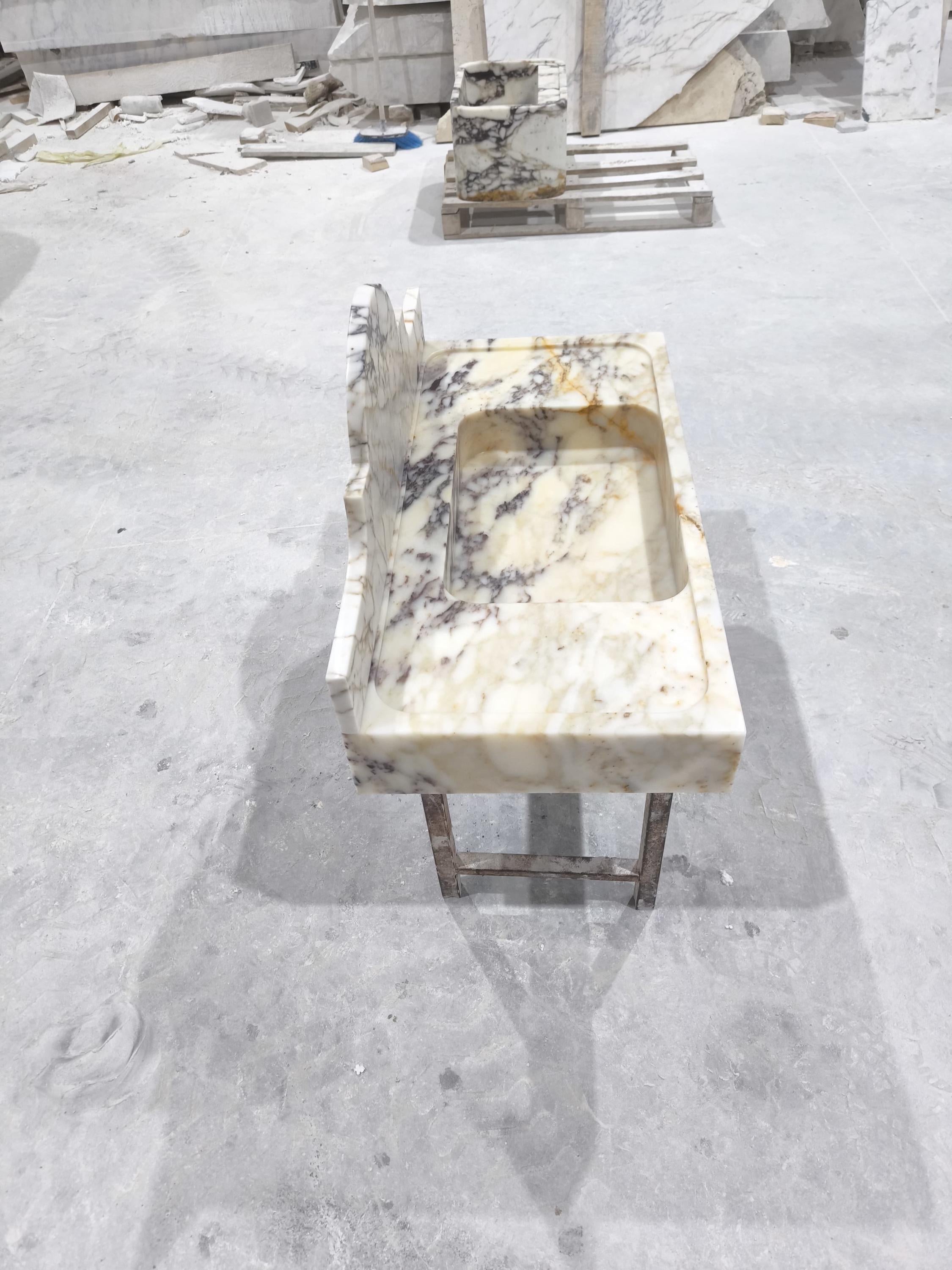 Complete  Calacatta Gold Marble Sink: Natural Stone Bathroom Design (36”x18”x5”)