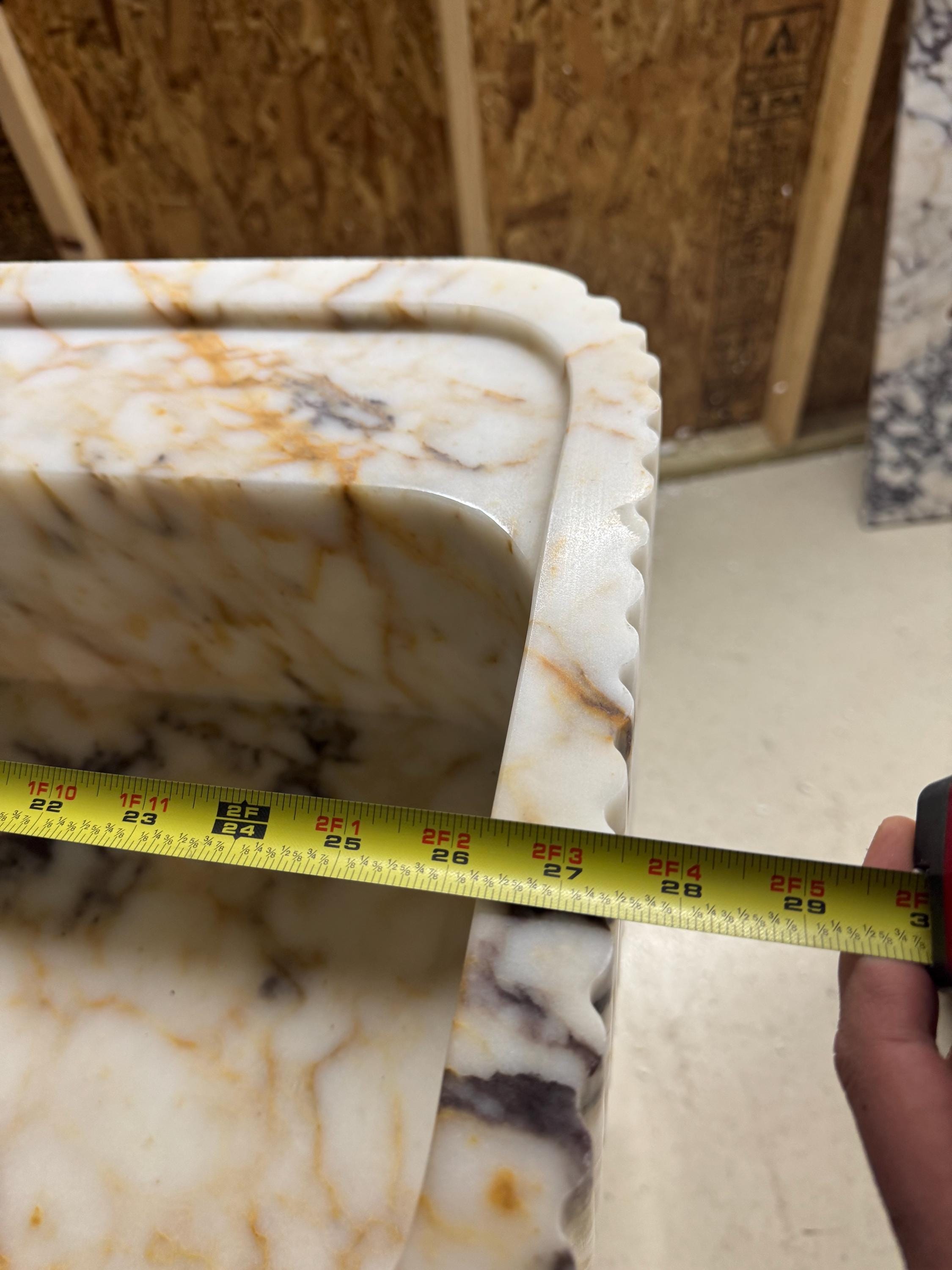 Calacatta Viola Marble Floating Sink: Bathroom Vanity, Powder Room