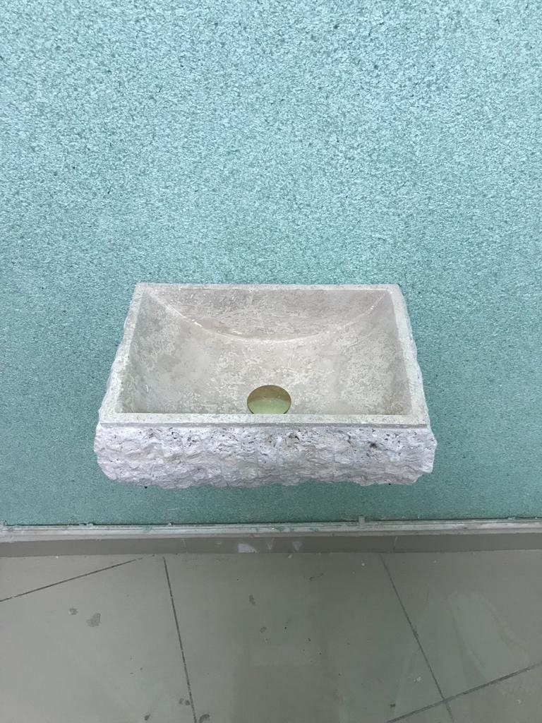 Travertine Stone Sink – Handmade Rectangle Vanity Basin – Mediterranean Style