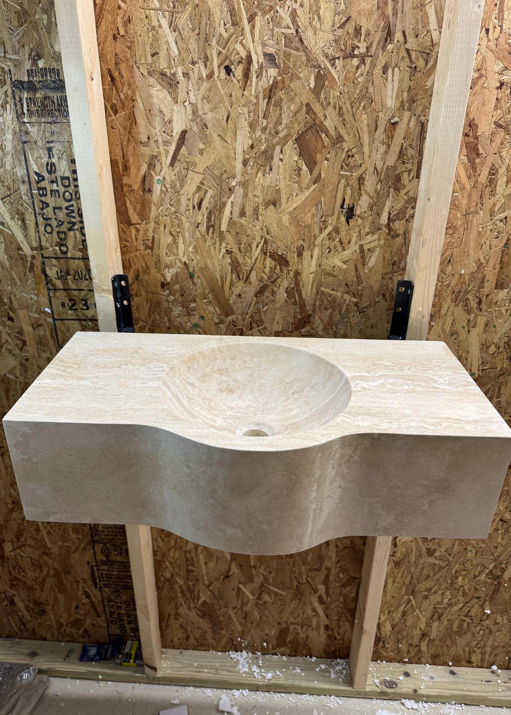Complete Modern Travertine Vessel Sink: Natural Stone Bathroom Sink (27'' x14''x 7'')