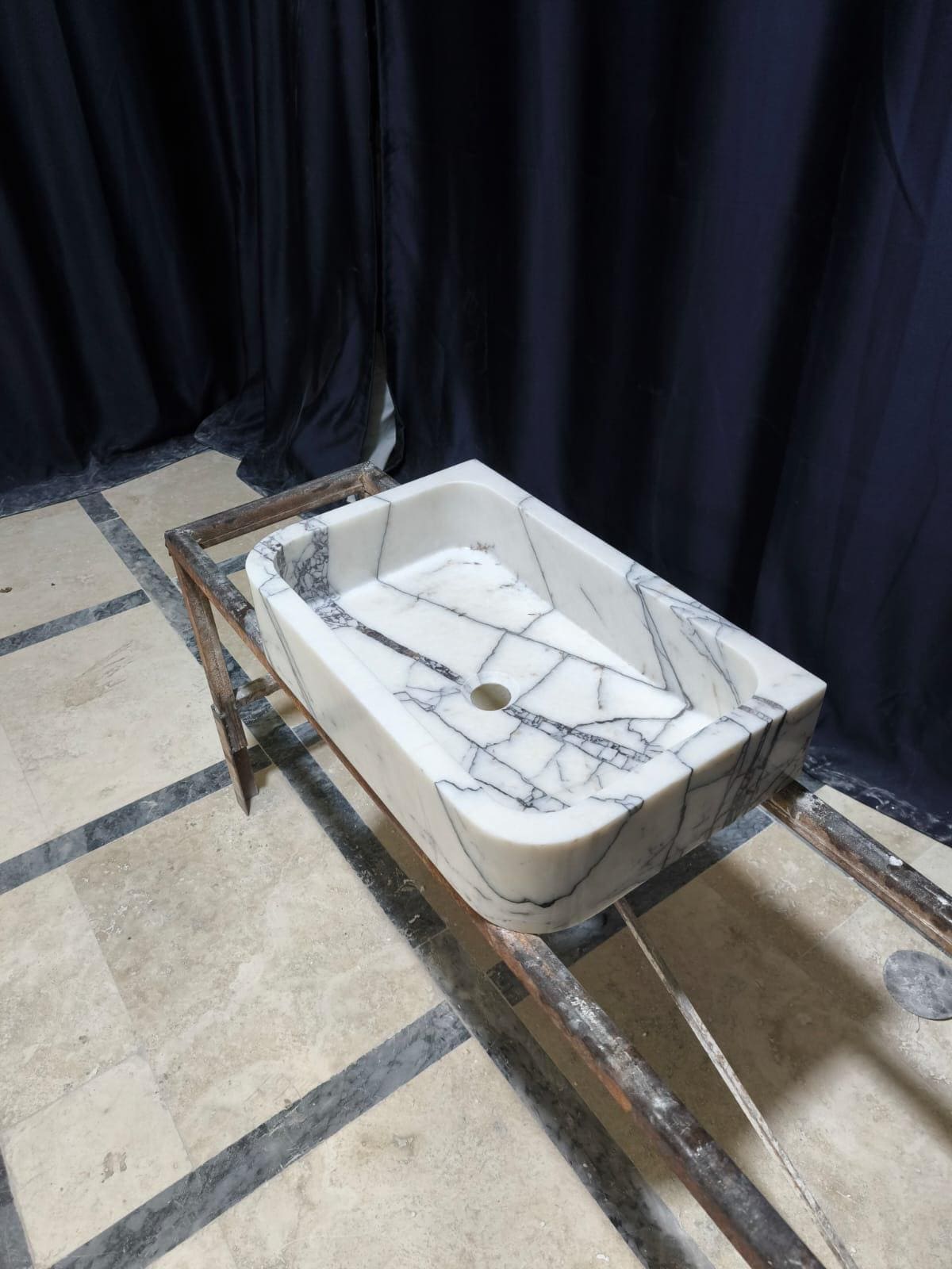 Handmade Natural Marble Sink: Modern Wall Mounted Washbasin