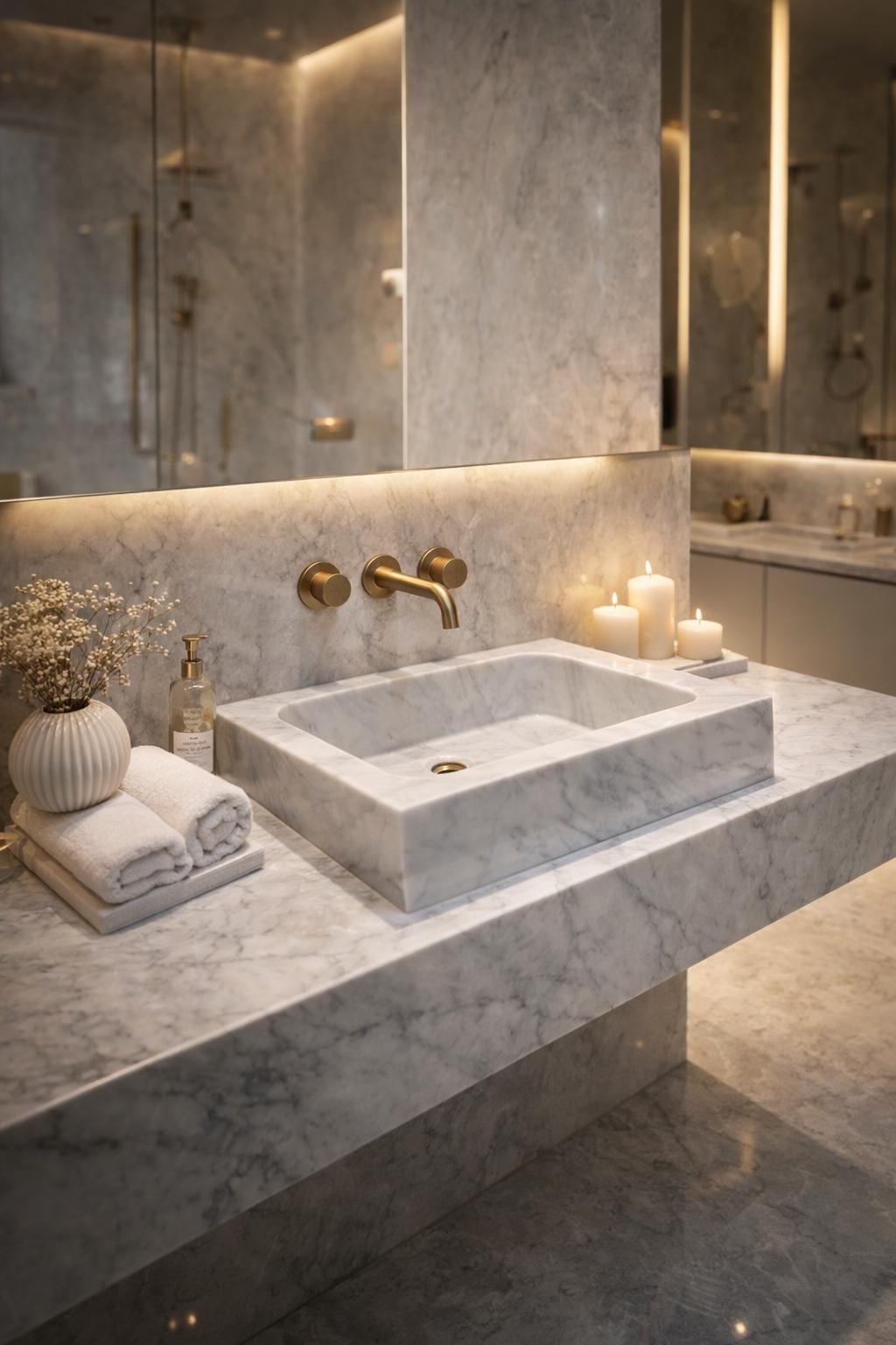 White Carrara Marble Vessel Sink: Natural Stone Washbasin