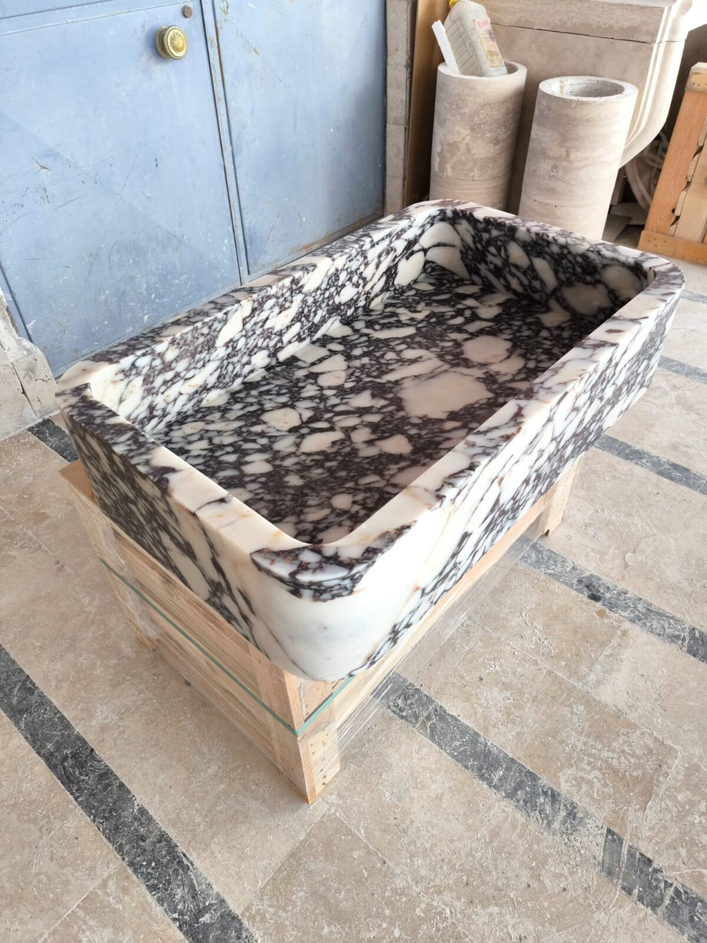 Handmade Calacatta Marble Wall Mount Bathroom Sink