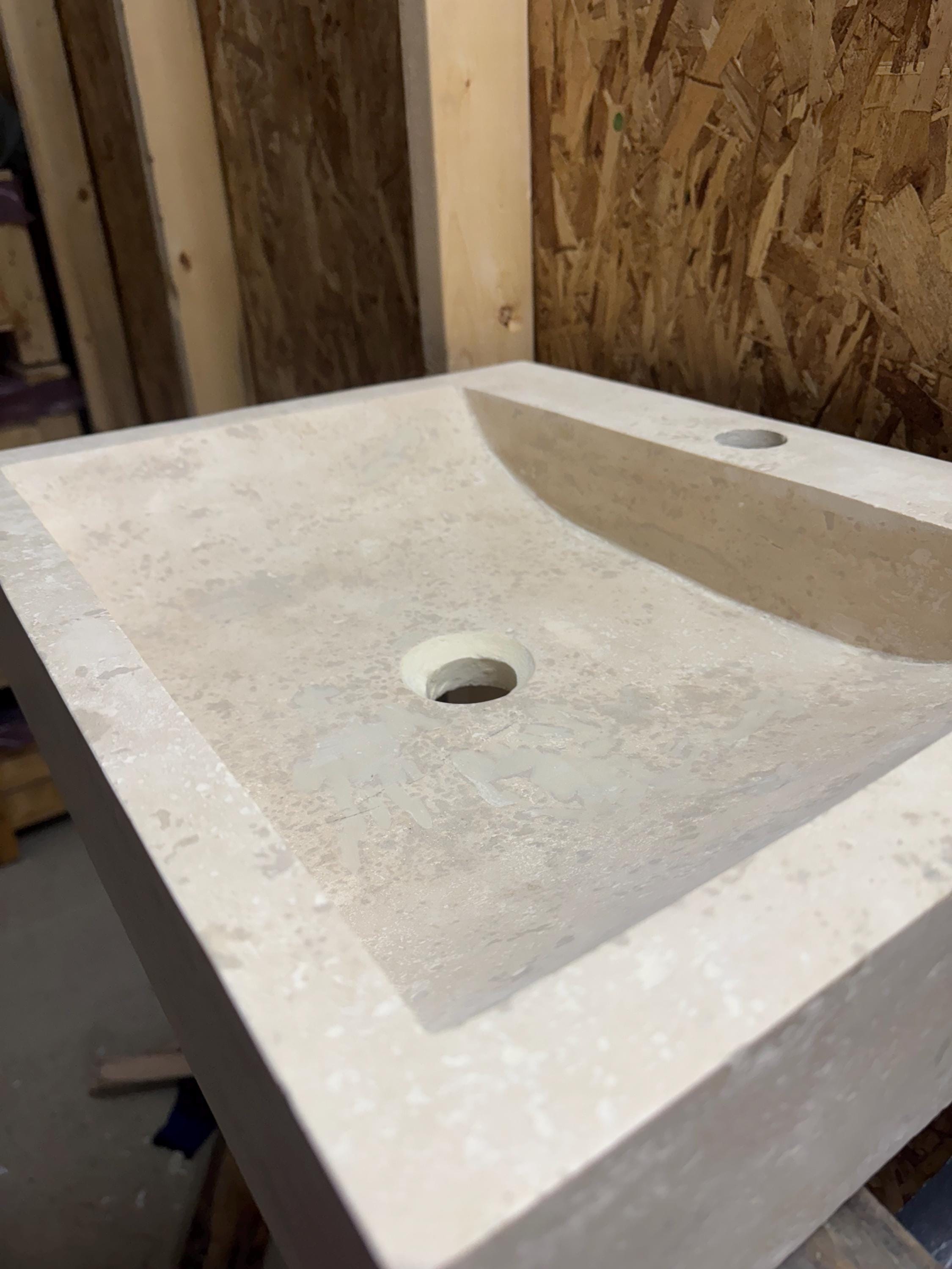 Travertine Bathroom Sink – Natural Stone Vanity – Mediterranean Rustic Design
