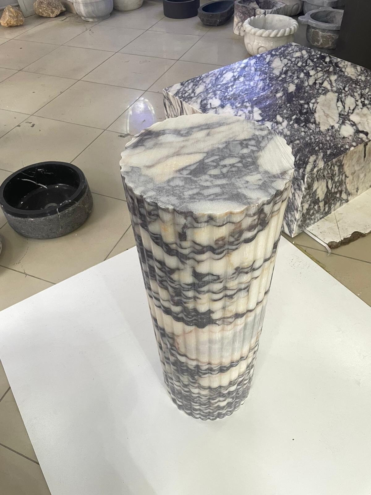Calacatta Viola Marble Plinth: Pedestal Coffee Table