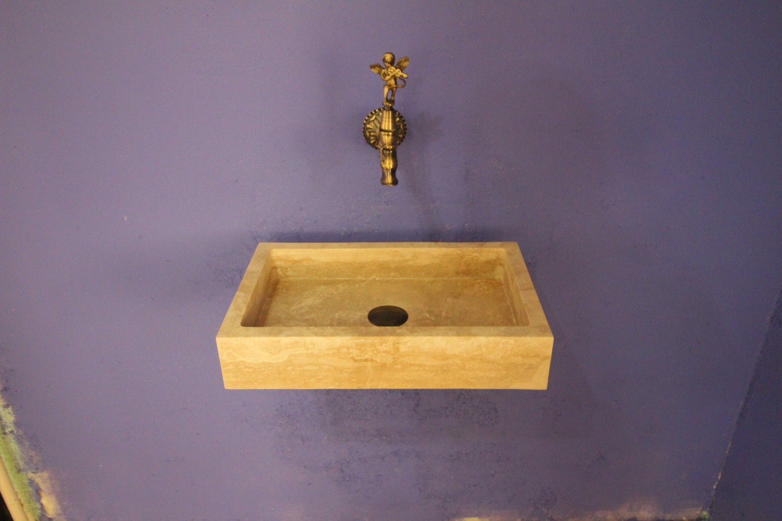 Travertine Bathroom Sink – Natural Stone Vanity – Mediterranean Style Home