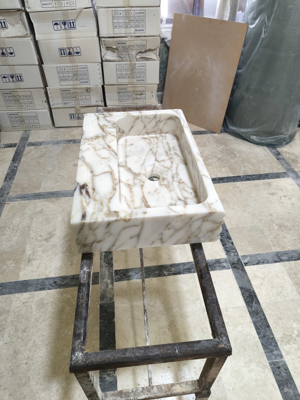 Handcrafted Viola Marble Wall Mounted Sink: Customizable Natural Stone Basin
