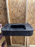 Nero Marquina Marble Wall Mount Sink: Modern Black Sink Basin