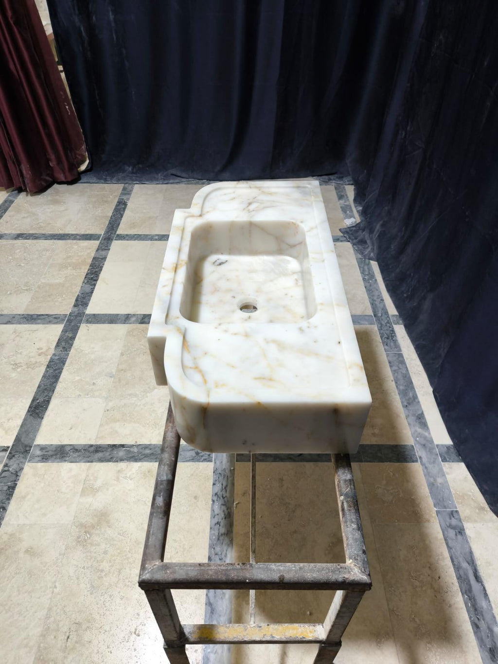 Handmade Calacatta Gold Marble Sink: Natural Stone Bathroom Design (30x15.7x6)
