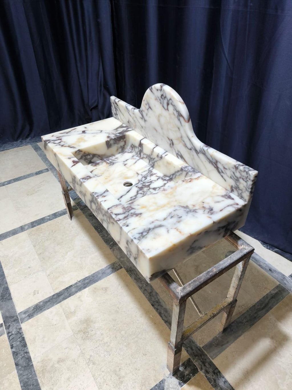 Calacatta Marble Wall Mount Sink: Natural Stone Washbasin