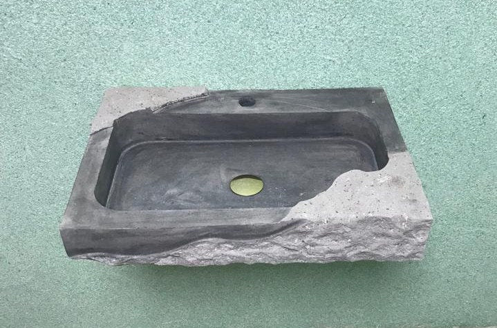 Hand Carved Black Basalt Marble Sink: Natural Stone Bathroom Basin