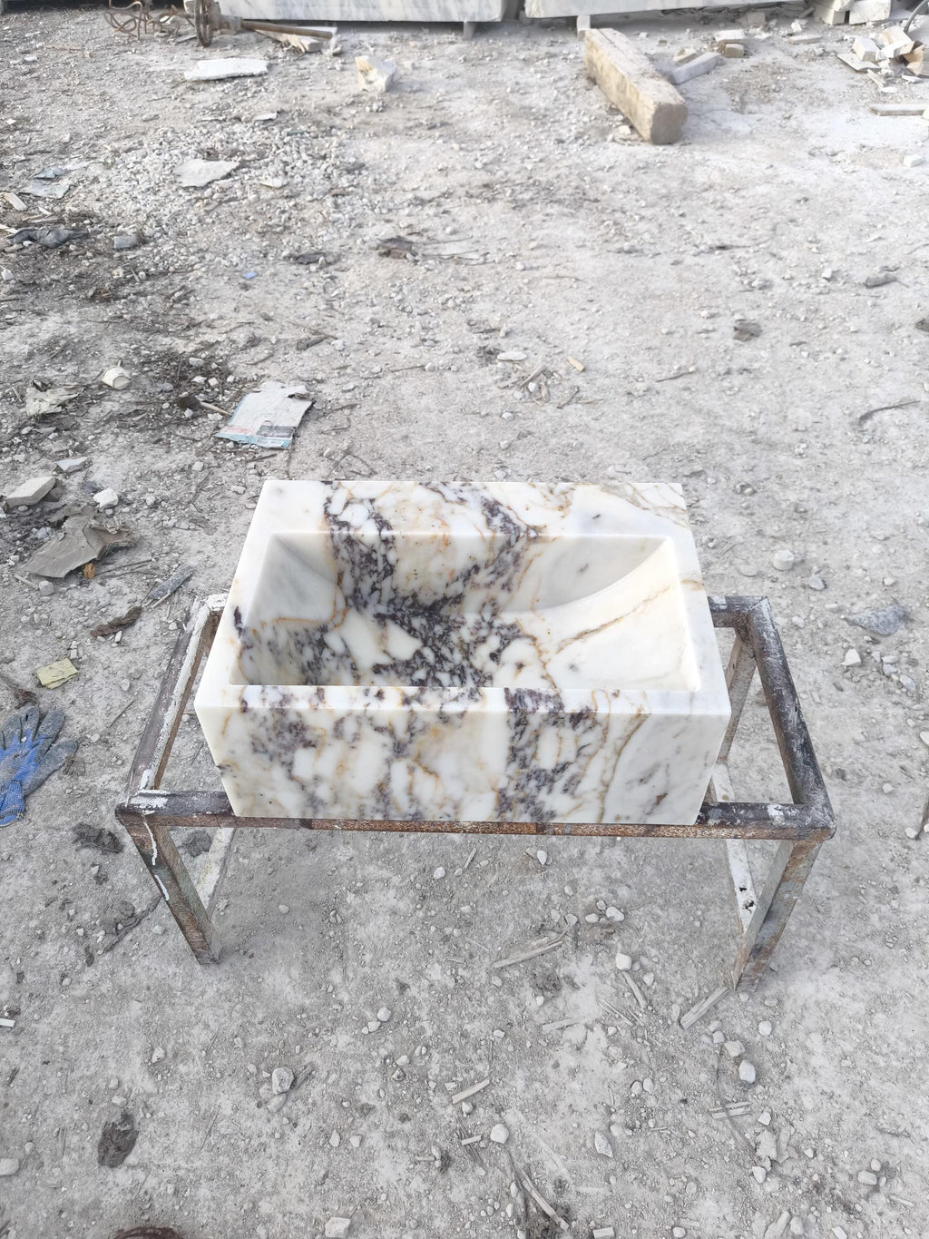 Calacatta Viola Marble Sink: Natural Stone Powder Room Washbasin