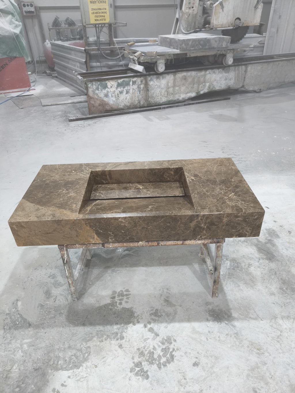 Complete Handmade Emperador Integrated Sink ,  Marble Sink: Custom Natural Stone Washbasin