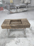 Complete Handmade Emperador Integrated Sink ,  Marble Sink: Custom Natural Stone Washbasin