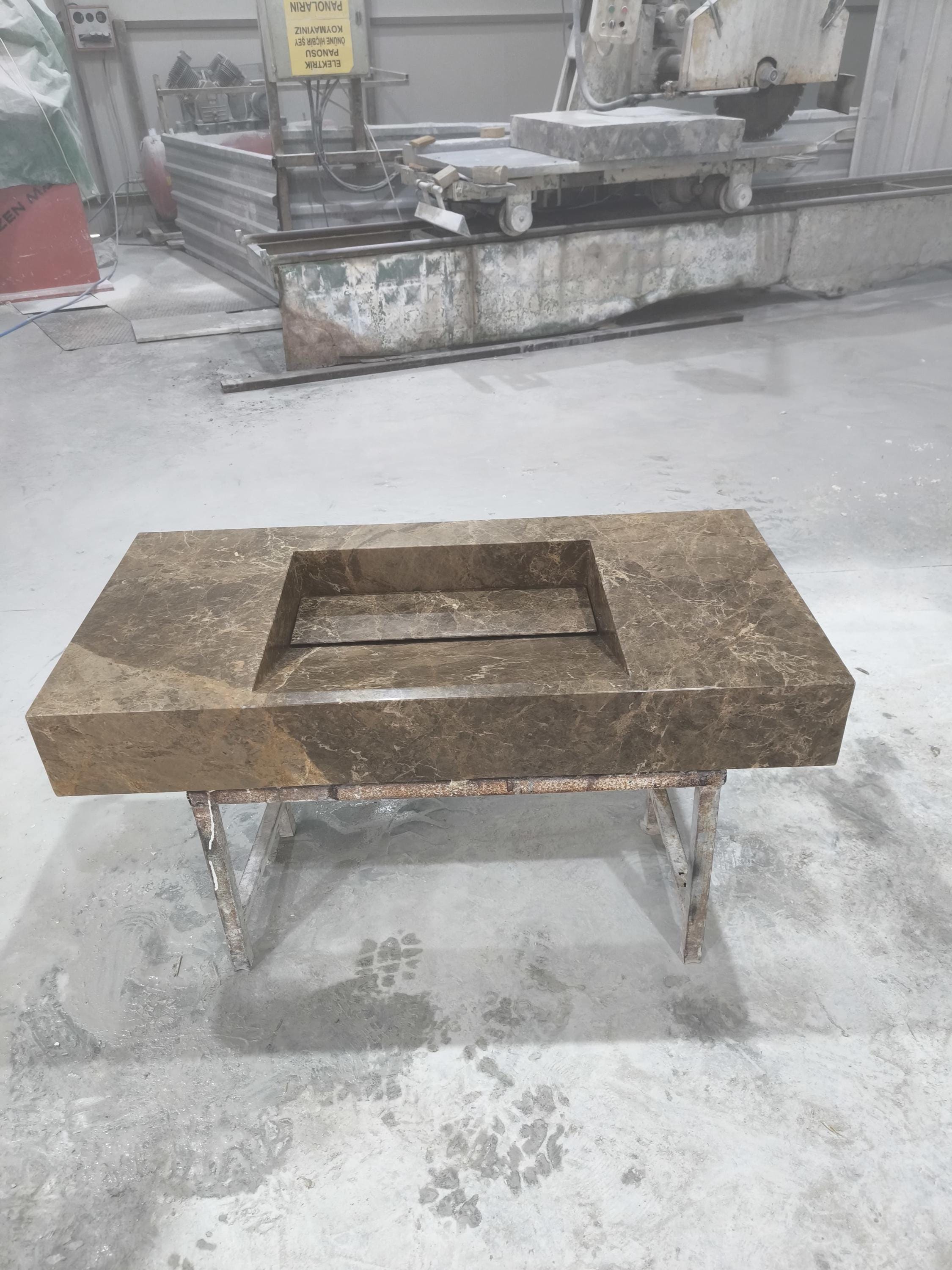Complete Handmade Emperador Integrated Sink ,  Marble Sink: Custom Natural Stone Washbasin