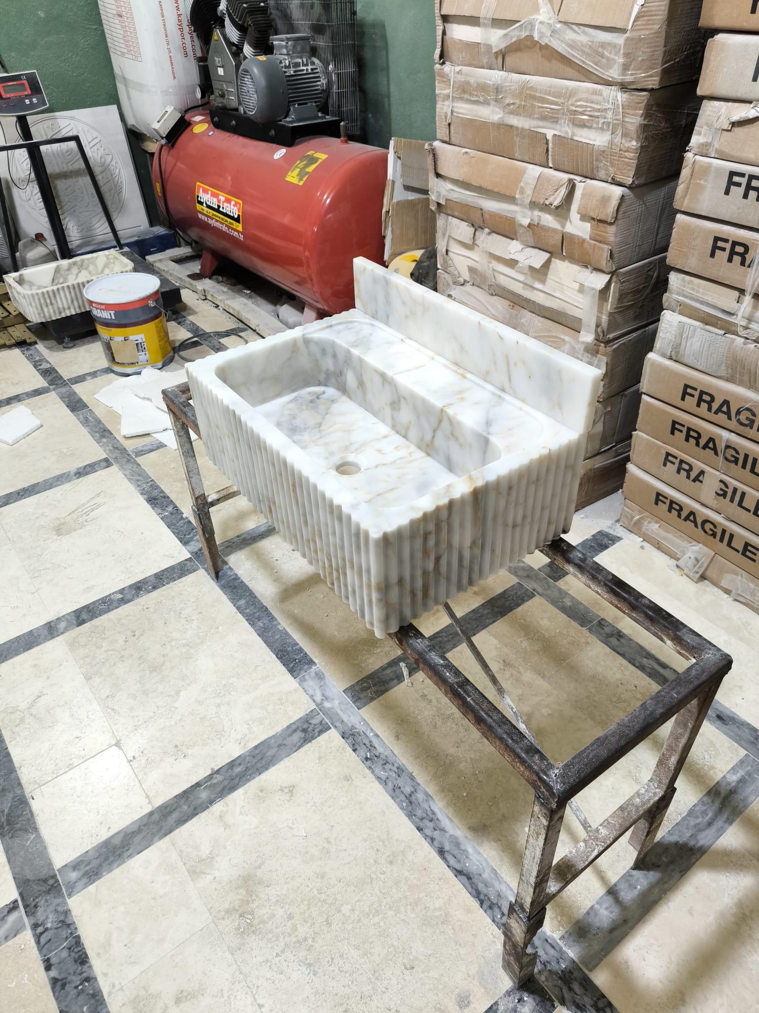 Calacatta Viola Marble Wall Mount Sink: Bathroom Powder Room