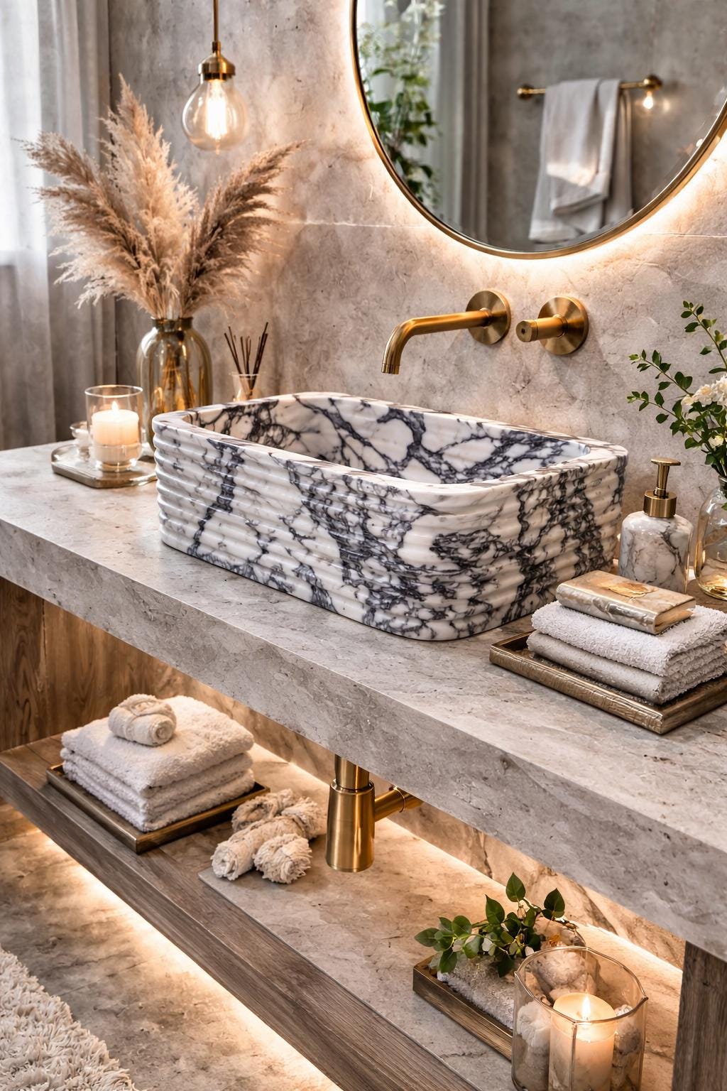 Calacatta Viola Marble Sink 20"x12"x7.5"