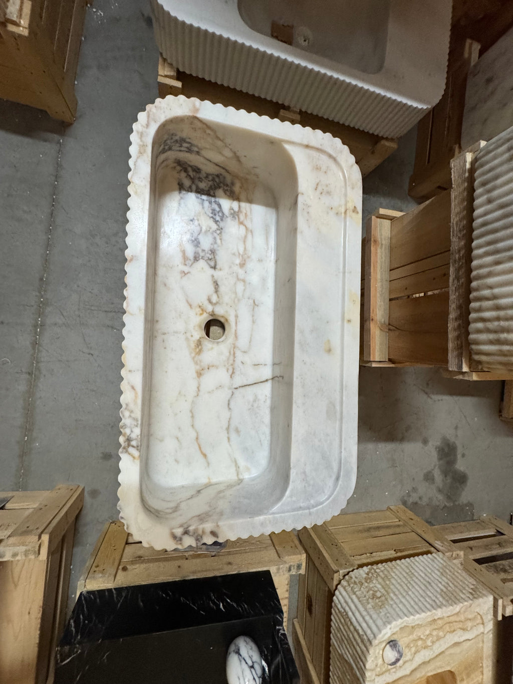 Calacatta Viola Marble Floating Sink: Bathroom Vanity, Powder Room
