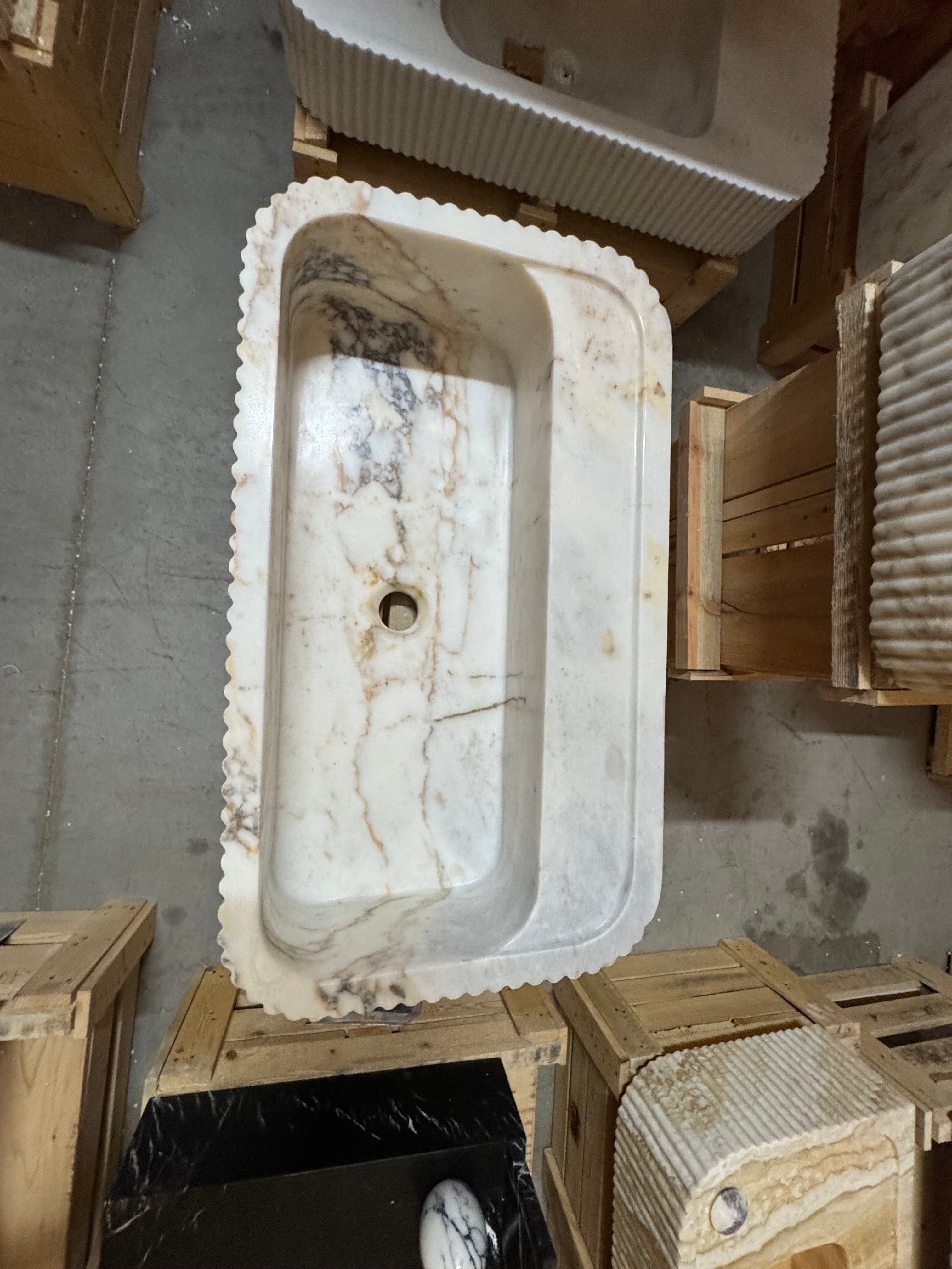 Calacatta Viola Marble Floating Sink: Bathroom Vanity, Powder Room