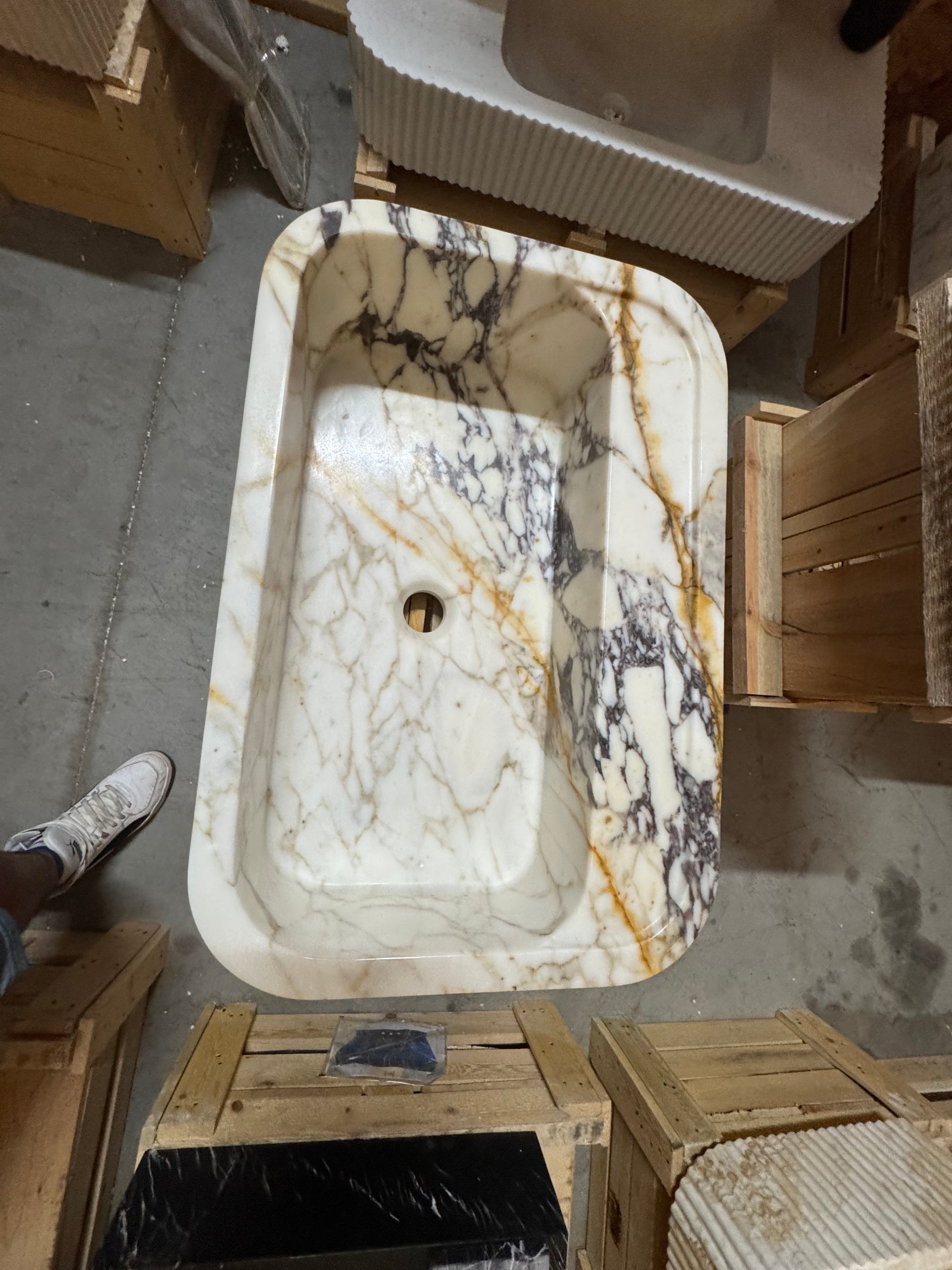 Calacatta viola  Marble Sink:  Wall Mounted Bathroom Sink, Integrated sinks 24"x16"x8"