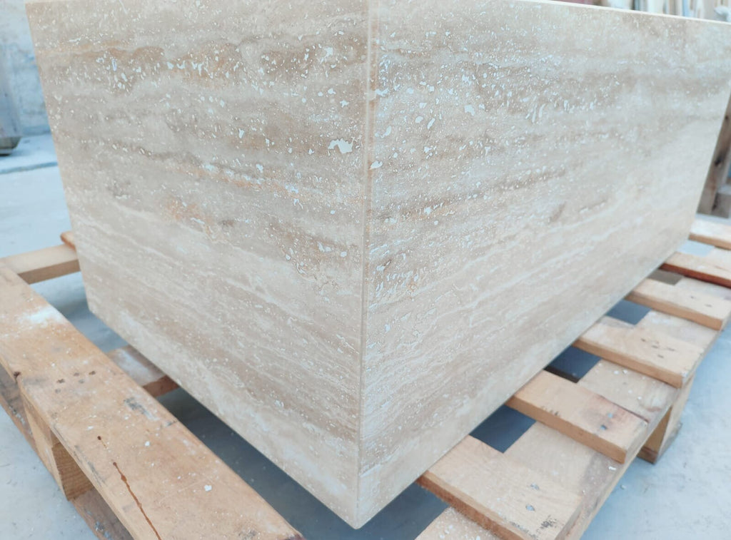 Rectangular Travertine Coffee Table: Modern Natural Stone Accent