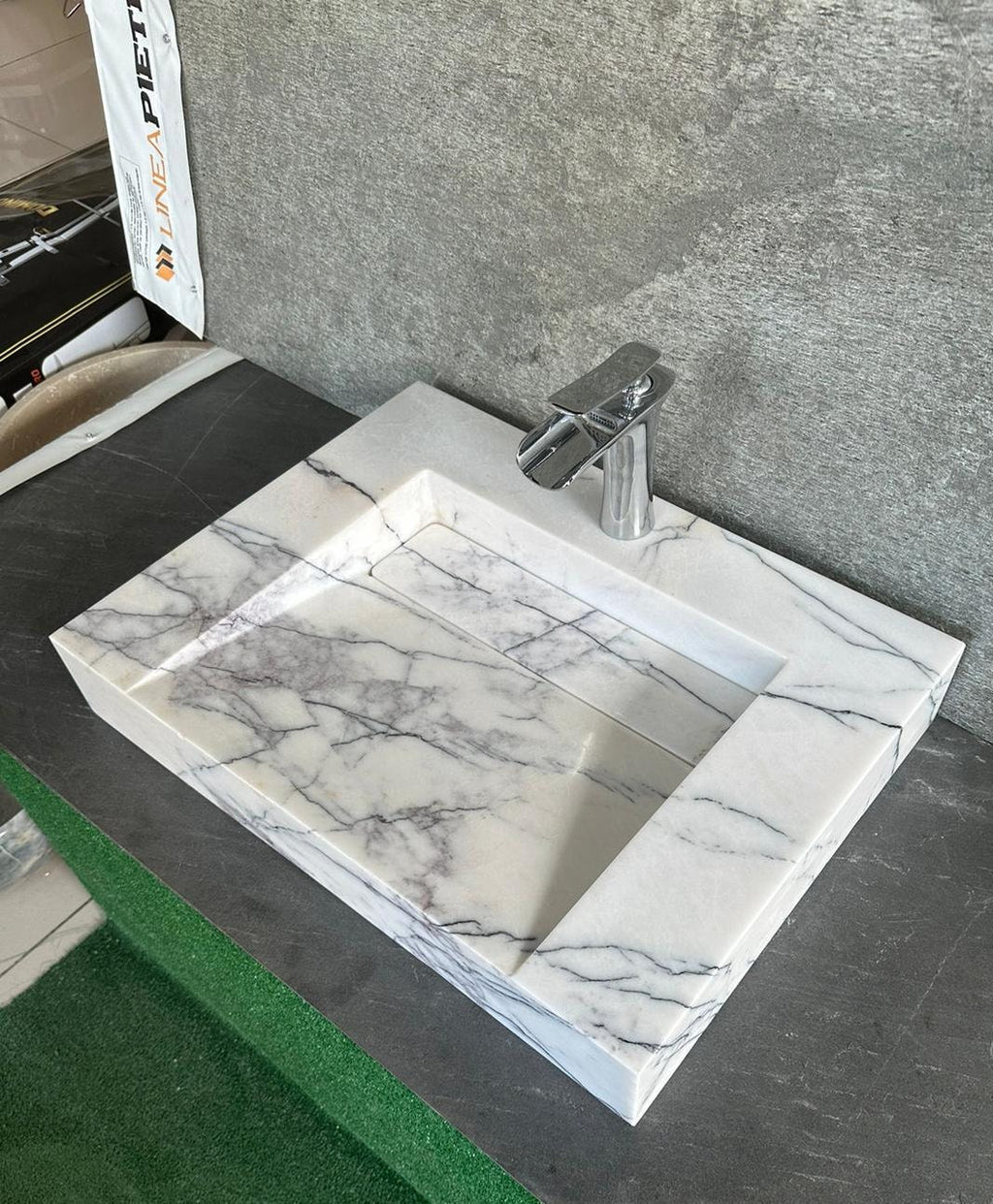 Handmade Carrara Marble Sink: Wall Mount or Countertop Vanity